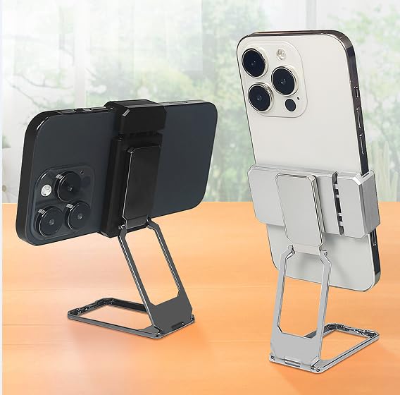 360° Rotating Phone Stand Holder for iPhone 16/15/14/13/12 - Silver | Perfect for Desk & Travel Use