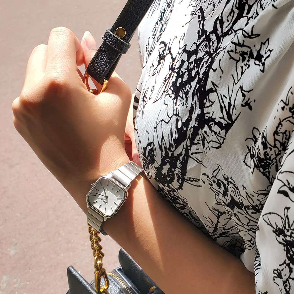 Breda Esther 1735 Square Wrist Watch for Women - 26mm Stainless Steel Bracelet, Minimalist Fashion Watch - Perfect for Office, Casual Wear & Everyday Use