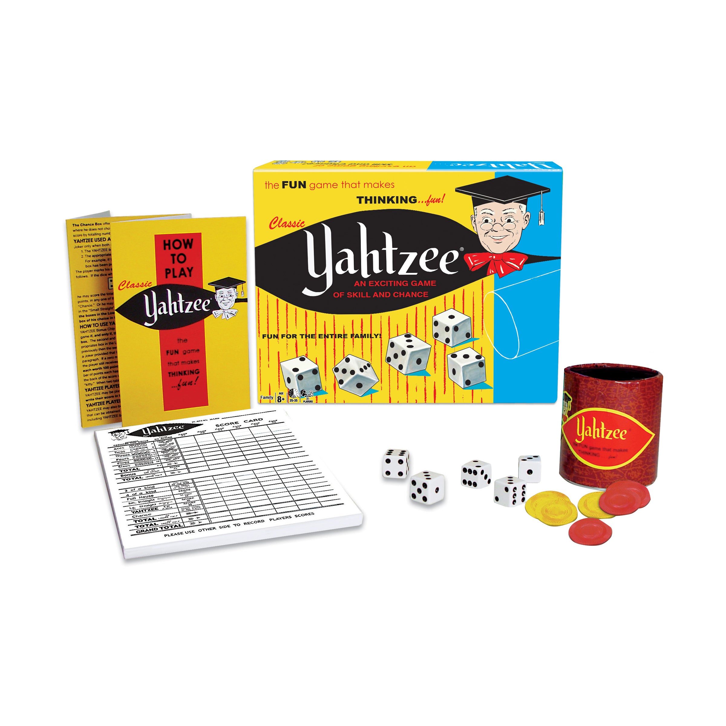 Classic Yahtzee Vintage Dice Game - Family Board Game for Kids & Adults - Perfect for Game Nights, Parties & Travel