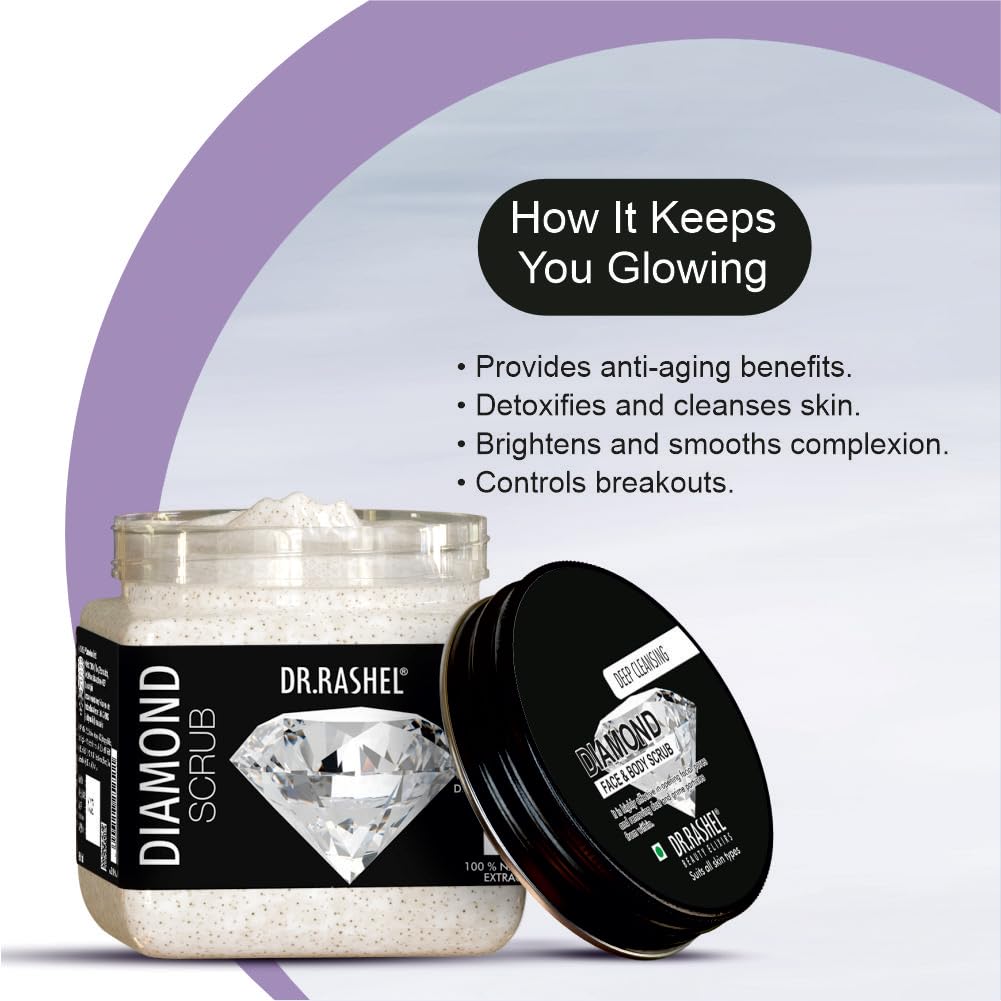 DR.RASHEL Diamond Face & Body Scrub for Men & Women - 12.8oz Anti-Aging & Detoxifying Exfoliator - Deep Cleansing for Dead Skin Removal - Perfect for Spa Day & Skincare Routine