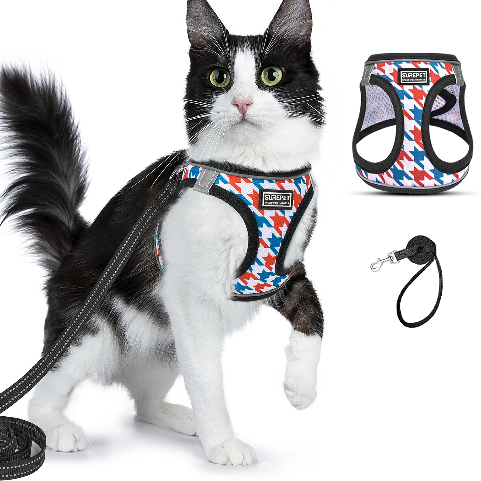 Adjustable Cat Harness & Leash Set - Soft Escape Proof Vest for Small Cats & Kittens, Reflective Pet Walking Harness for Travel & Outdoor Adventures (Ideal for Park Visits, Hiking & Safe Outdoor Exploration)
