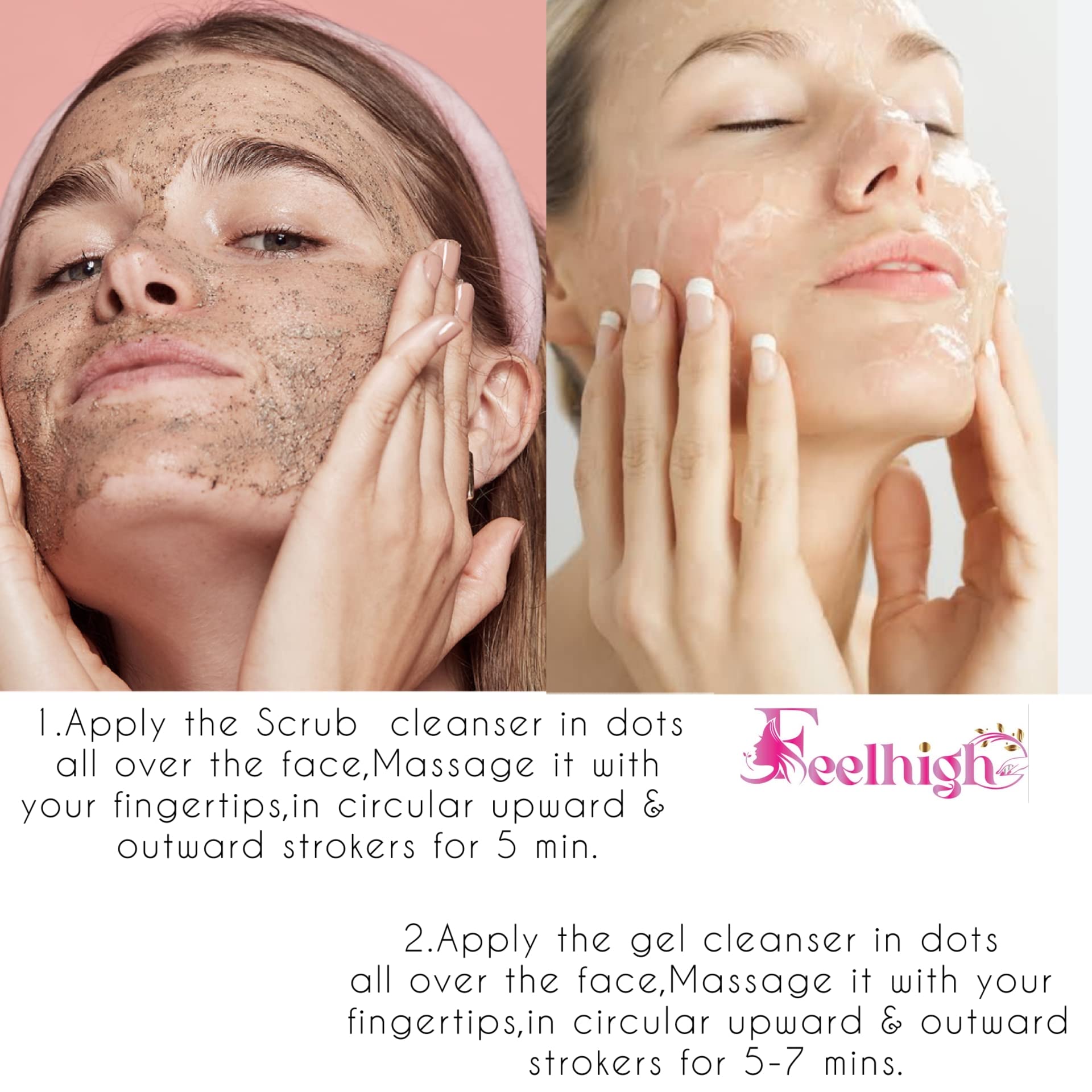 Feelhigh Exfoliating Face & Body Scrub with Fruit Extracts & Diamond Skin Purifying Gel - 2-Piece Skincare Set for Glowing Skin | Perfect for Daily Cleansing & Spa Treatments