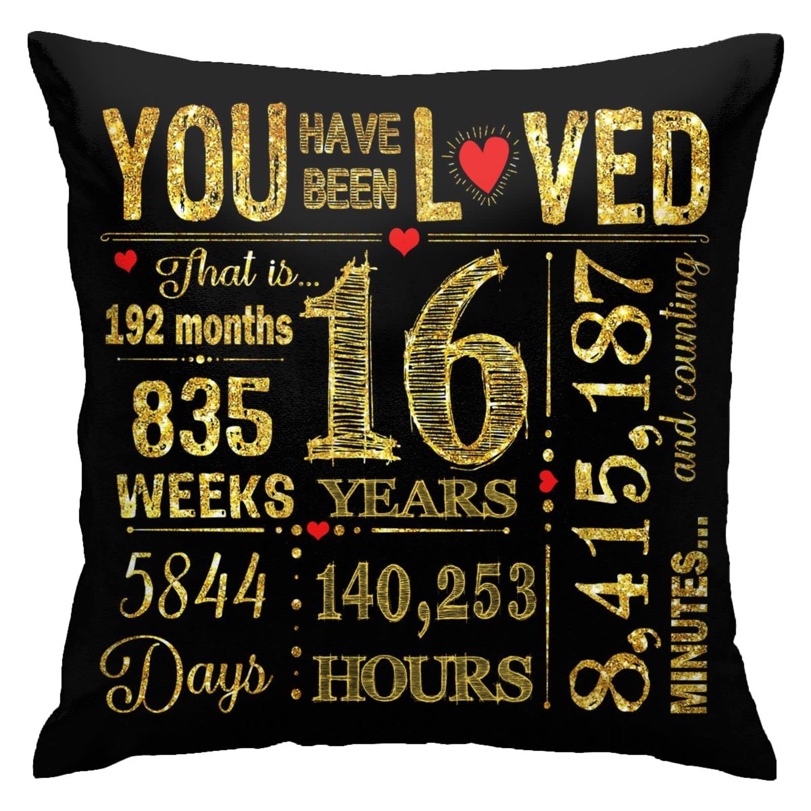 Sweet 16th Birthday Gifts for Girls & Boys - Personalized 16th Birthday Decorations, Niece & Nephew Gifts, Thoughtful Presents from Mom & Dad, 18x18 Throw Pillow Covers - Perfect for Teen Bedrooms, Party Decor & Milestone Celebrations