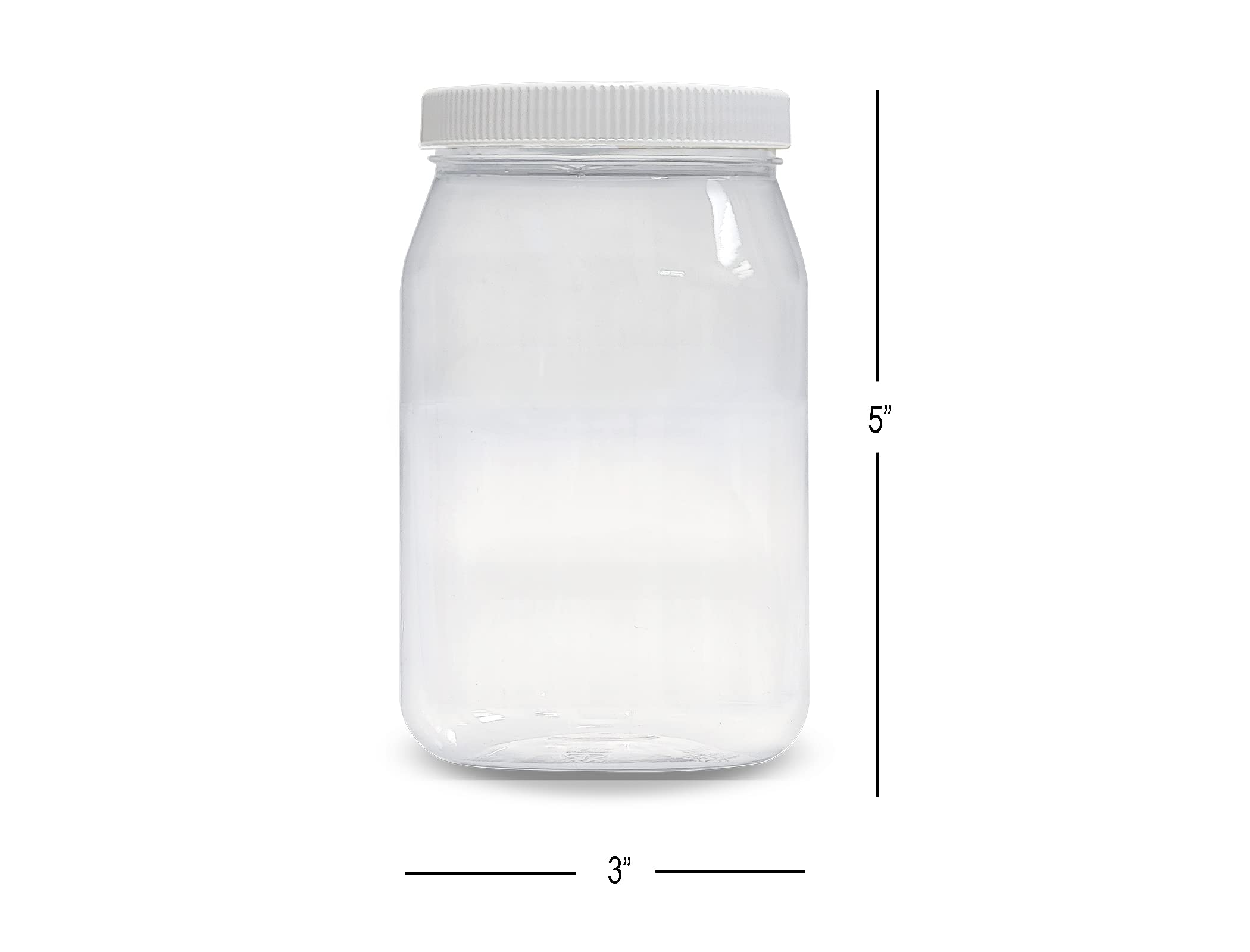 16 oz Clear Plastic Jars with Lids - BPA Free Food Safe Storage Containers | Wide Mouth PET Mason Jars (Pack of 6) | Made in USA | Perfect for Pantry Organization, Meal Prep & DIY Crafts