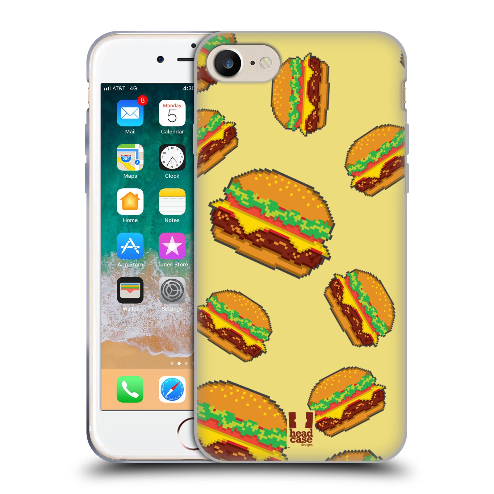 Burger Pixel Food Soft Gel Case Compatible with Apple iPhone 7/8/SE (2020 & 2022) - Cute Protective Phone Cover for Daily Use, Work & School