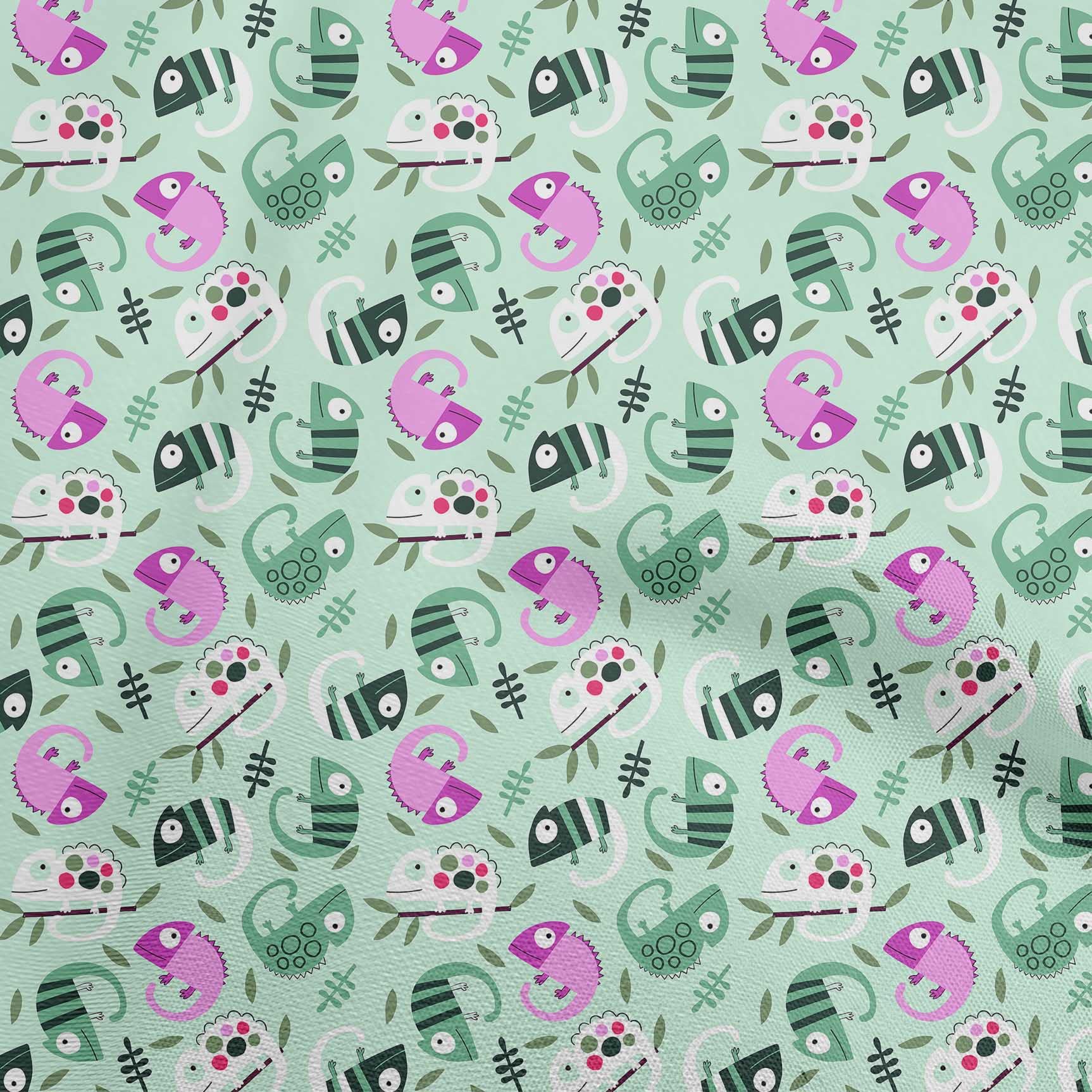 Premium Cotton Flex Light Mint Green Fabric - Soft Kids Animal Print Quilting & Sewing Material by The Yard (40