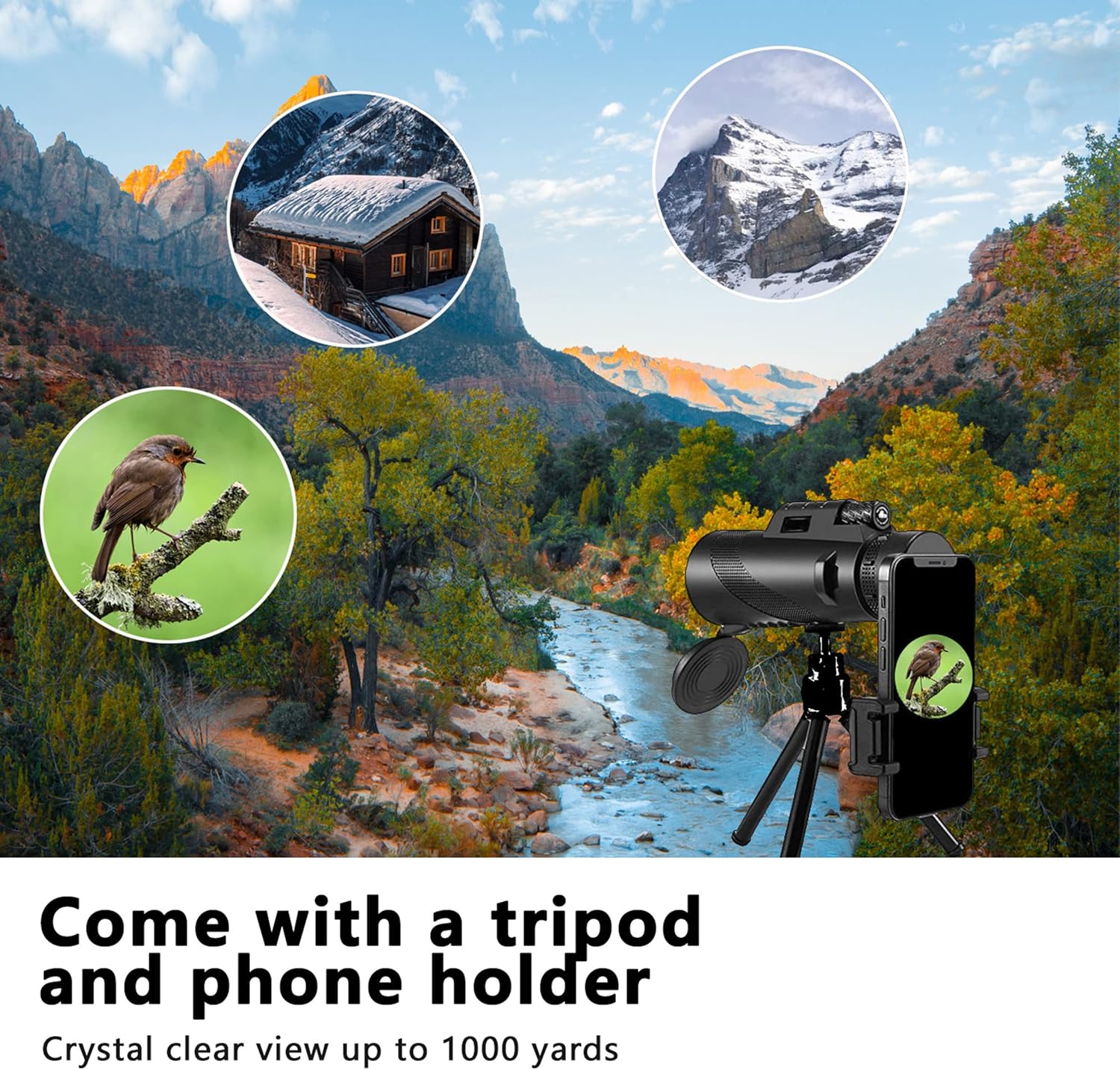 80x100 High Power Monocular Telescope for Adults - HD Smartphone Compatible for Stargazing, Hunting, Bird Watching | Perfect for Outdoor Activities, Travel, Camping & Hiking Adventures