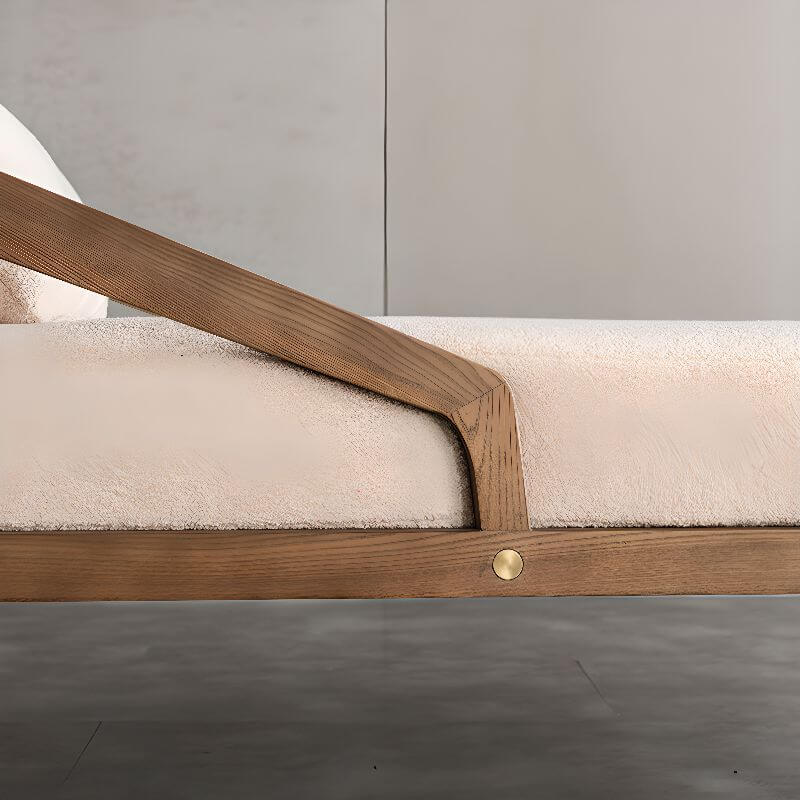 Minimalist White Cushioned Dual-Sided Arm Chaise Lounge - Detachable Installation for Living Room, Bedroom & Office Comfort