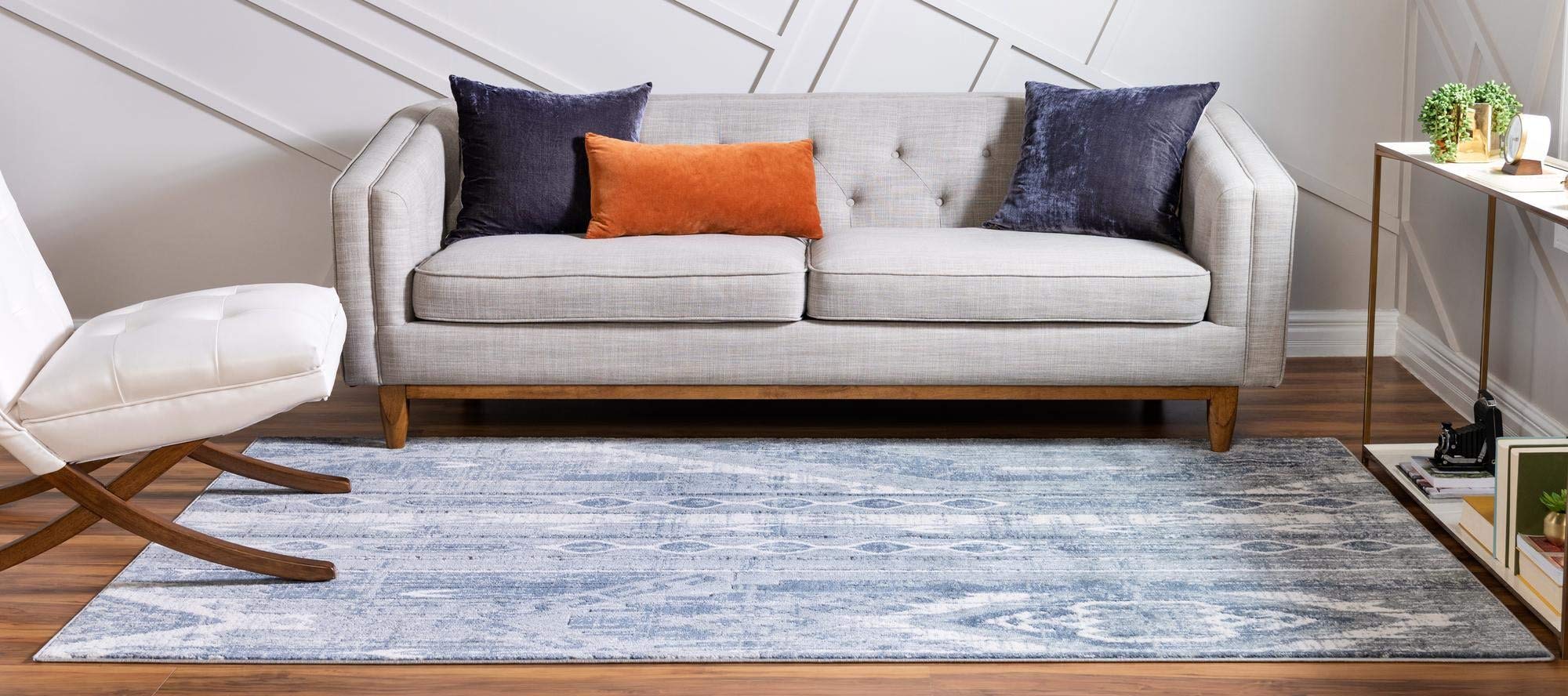 Premium 6' x 9' Light Slate Blue Low-Pile Area Rug - Oregon Collection by Rugs.com | Soft Modern Living Room Carpet, Durable Dining Room Rug for Open Floor Plans & High Traffic Areas