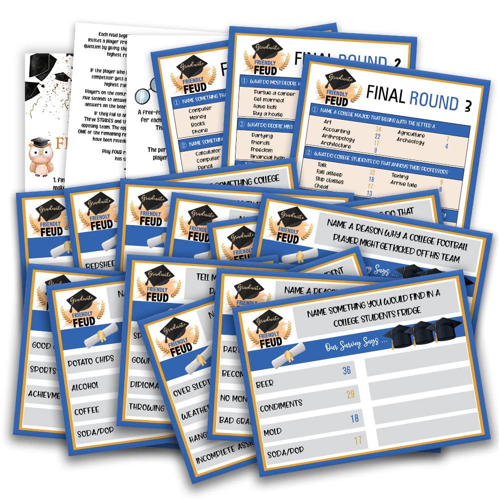 Graduation Feud Quiz Game - Fun Trivia Party Activity for Graduation Decorations & Grad Party Ideas | Perfect for Class Games & Graduation Celebrations
