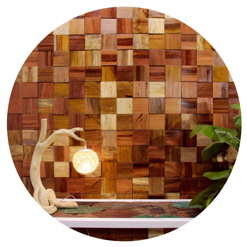3D Wall Panels Mosaic Art Wooden Wallpaper - 10 PCS 30x30cm Decorative Wall Tiles for Living Room, Bedroom & Office Background
