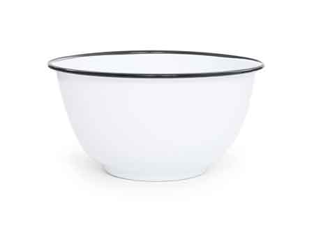 Vintage Style Enamelware Serving Bowl with Black Rim - 5 Quart Capacity - Perfect for Family Dinners, Picnics & Farmhouse Decor