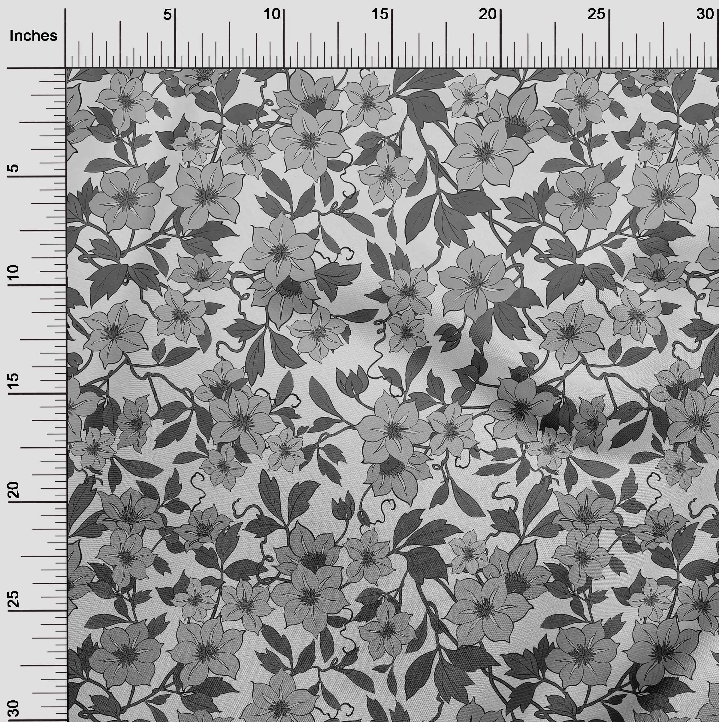 oneOone Viscose Jersey Gray Floral Retro Fabric - 60 Inch Wide Printed DIY Sewing Material for Clothing, Dresses & Home Decor | Soft Jersey Knit by The Yard
