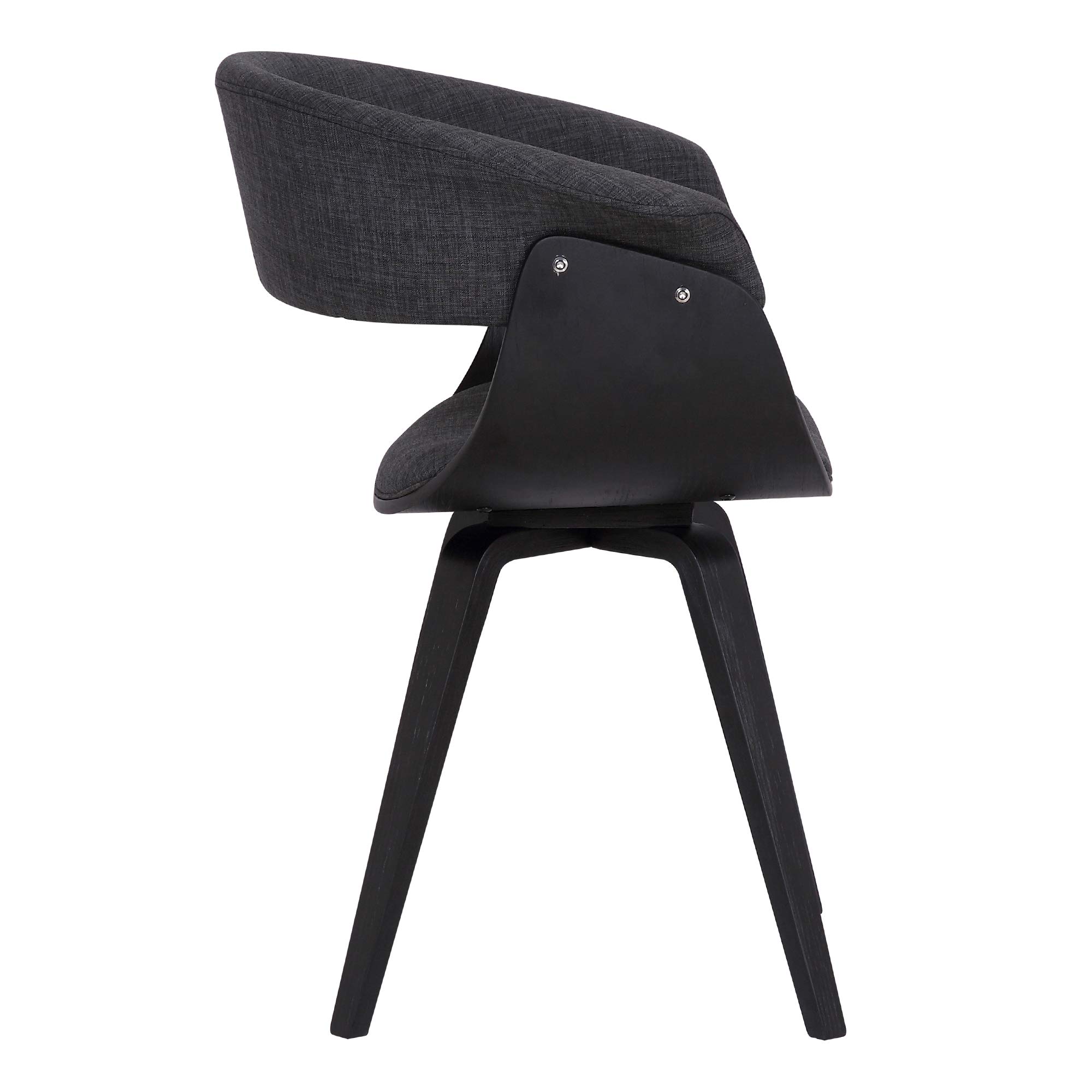 Armen Living Summer Mid Century Modern Dining Chair - Charcoal Fabric & Black Wood Finish - Perfect for Kitchen, Dining Table, Office Desk & Vanity