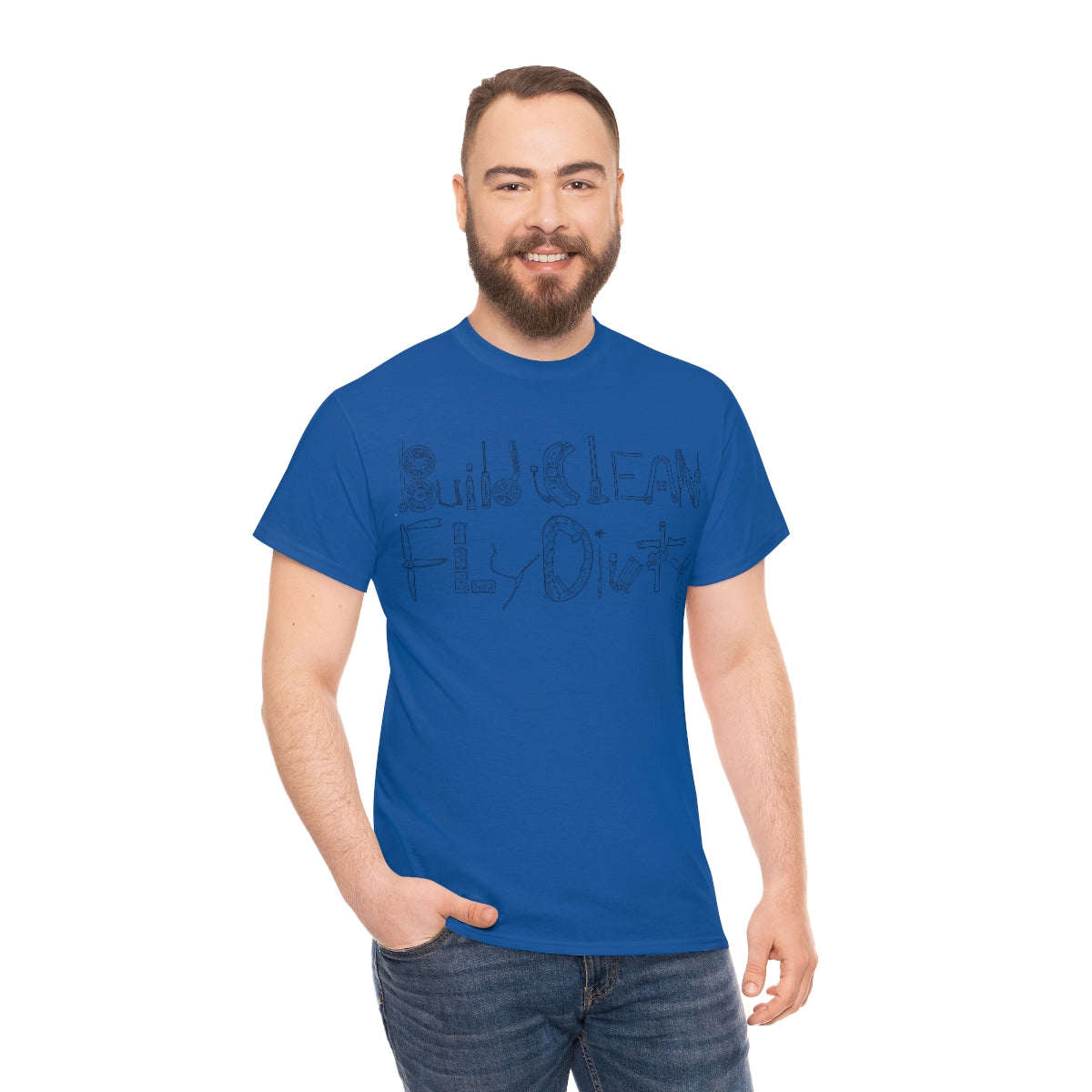 Build Clean Fly Dirty T-Shirt - Black Logo Graphic Tee for Men & Women | Casual Streetwear, Gym, Workout, and Everyday Wear
