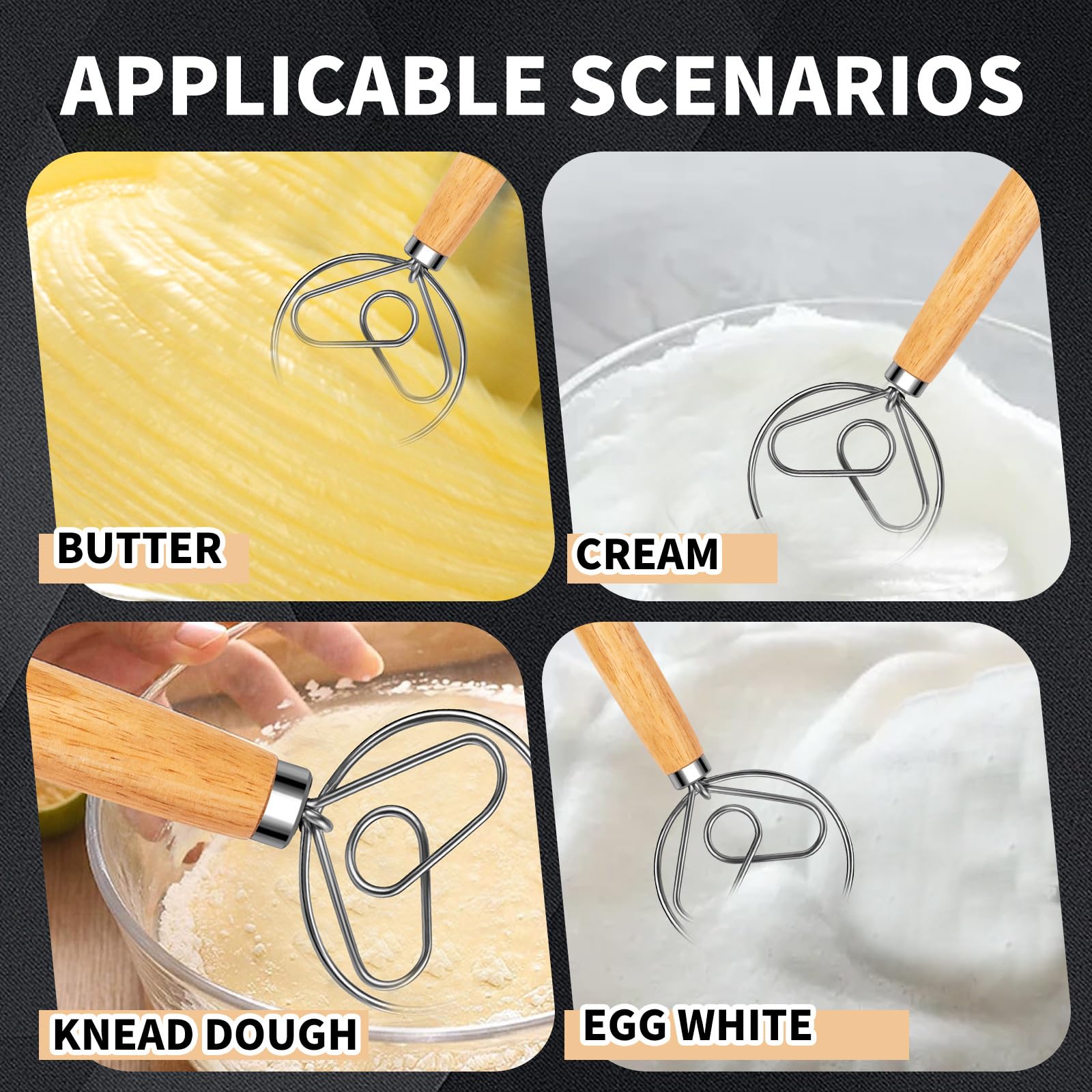 Premium Stainless Steel Danish Dough Whisk - Dutch Style Bread Mixer with Dough Hook for Sourdough, Pizza & Artisan Baking | Perfect for Home Bakers & Professional Kitchens