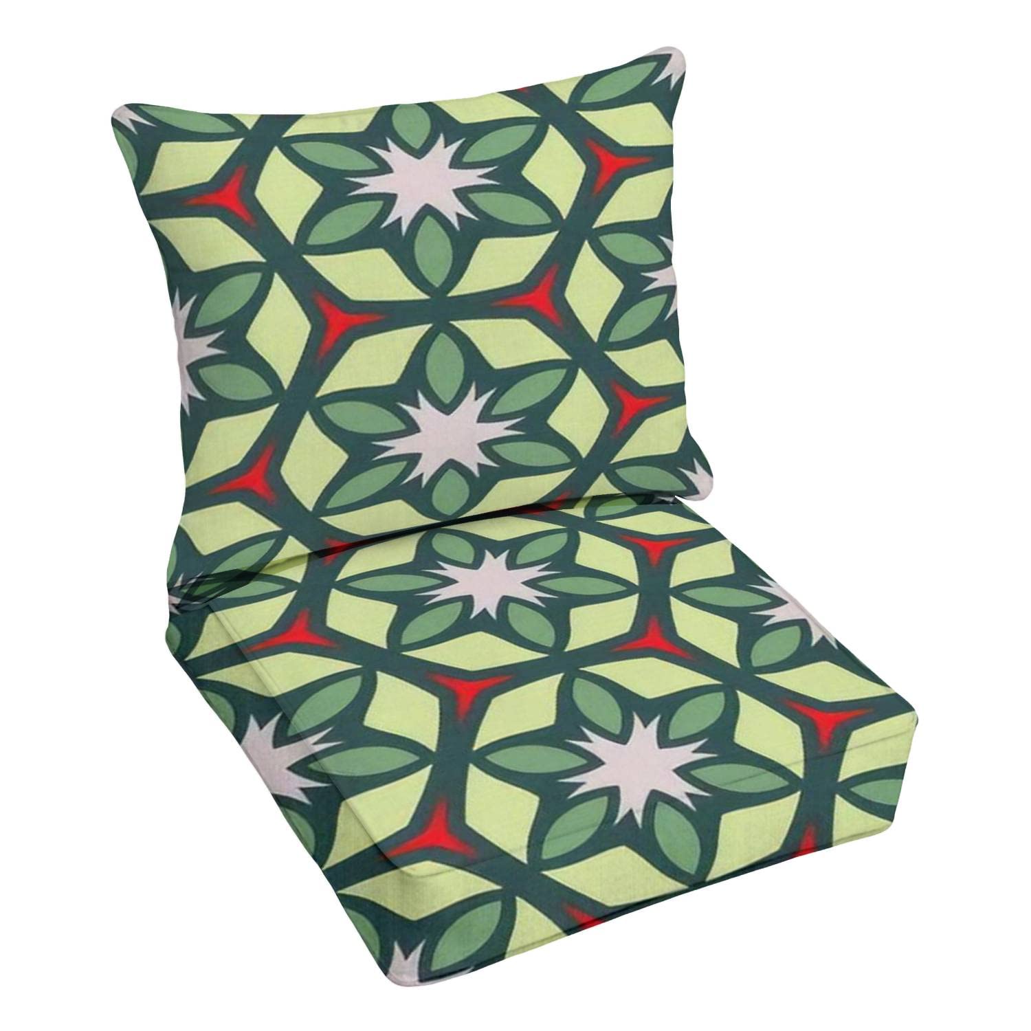 Premium Outdoor Deep Seating Cushion Set - Moroccan Floral Print Waterproof Patio Furniture Cushions for Lounge Chairs, Sofas & Conversation Sets - Perfect for Backyard, Poolside & Garden Relaxation