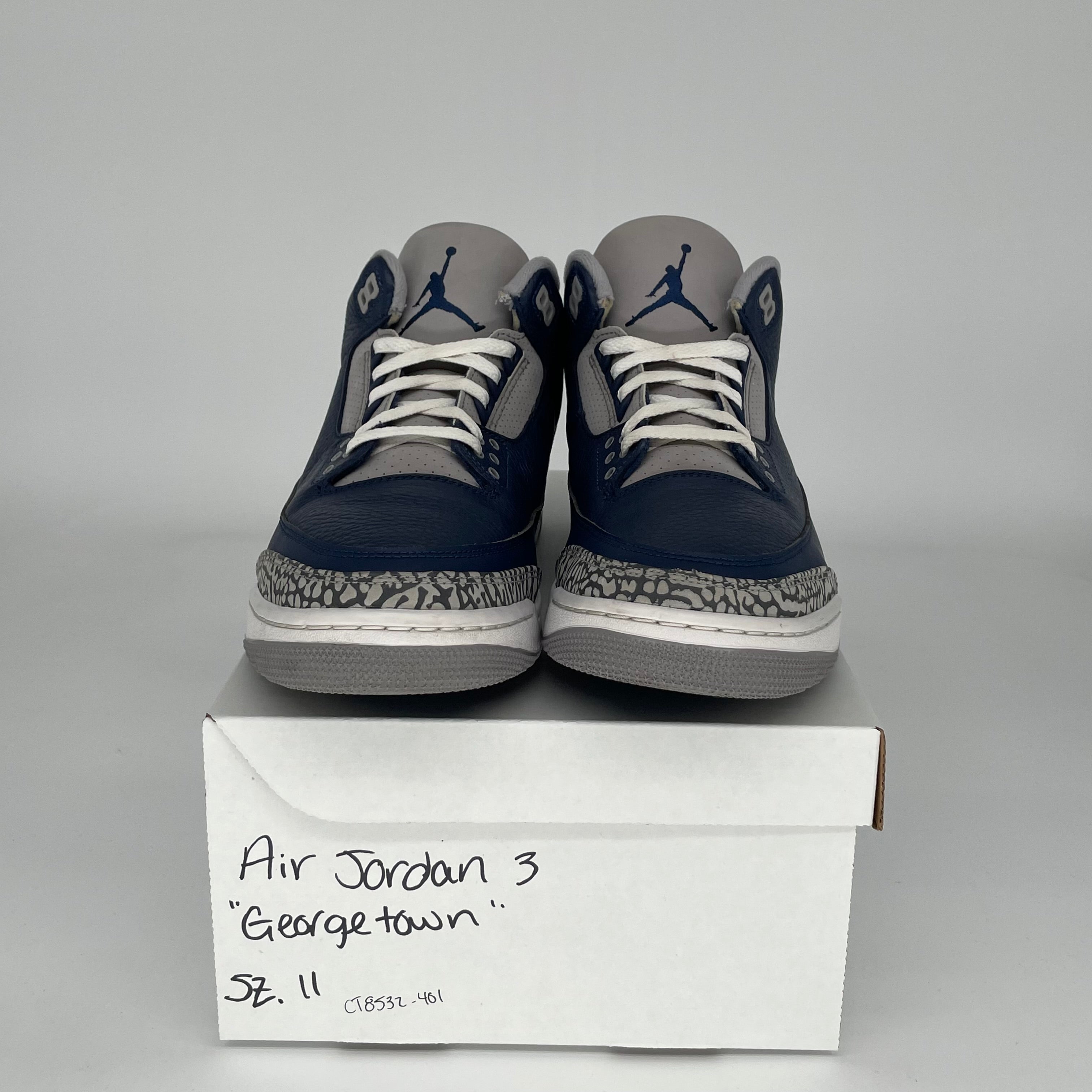AIR JORDAN 3 Retro 'Georgetown' Men's Basketball Shoes Size 11 - White/Blue/Grey (CT8532-401) | Perfect for Casual Wear, Sneaker Collecting & Street Fashion