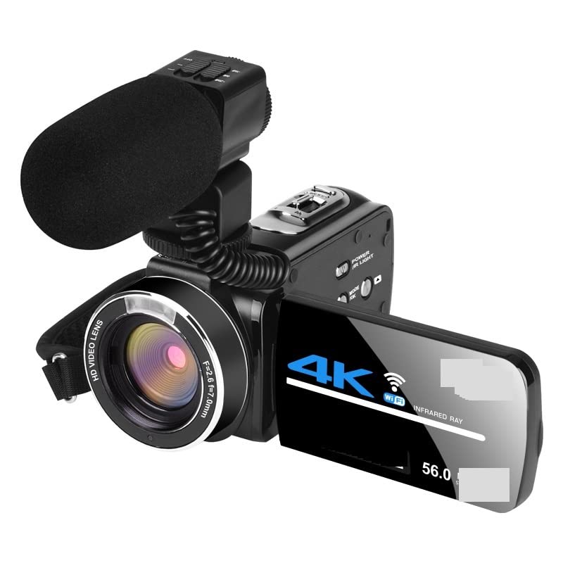 AUBEST 4K Video Camera Camcorder with Wide Angle Lens, Night Vision & 56MP UHD - Perfect for Vlogging, Live Streaming & Photography (Includes 16GB SD Card & Mic) - Ideal for Travel, YouTube Content Creation & Outdoor Adventures