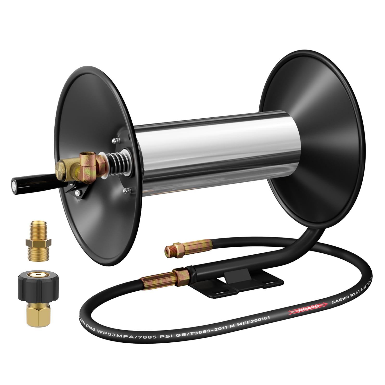 **100FT Heavy Duty Pressure Washer Hose Reel with Hand Crank - 3/8