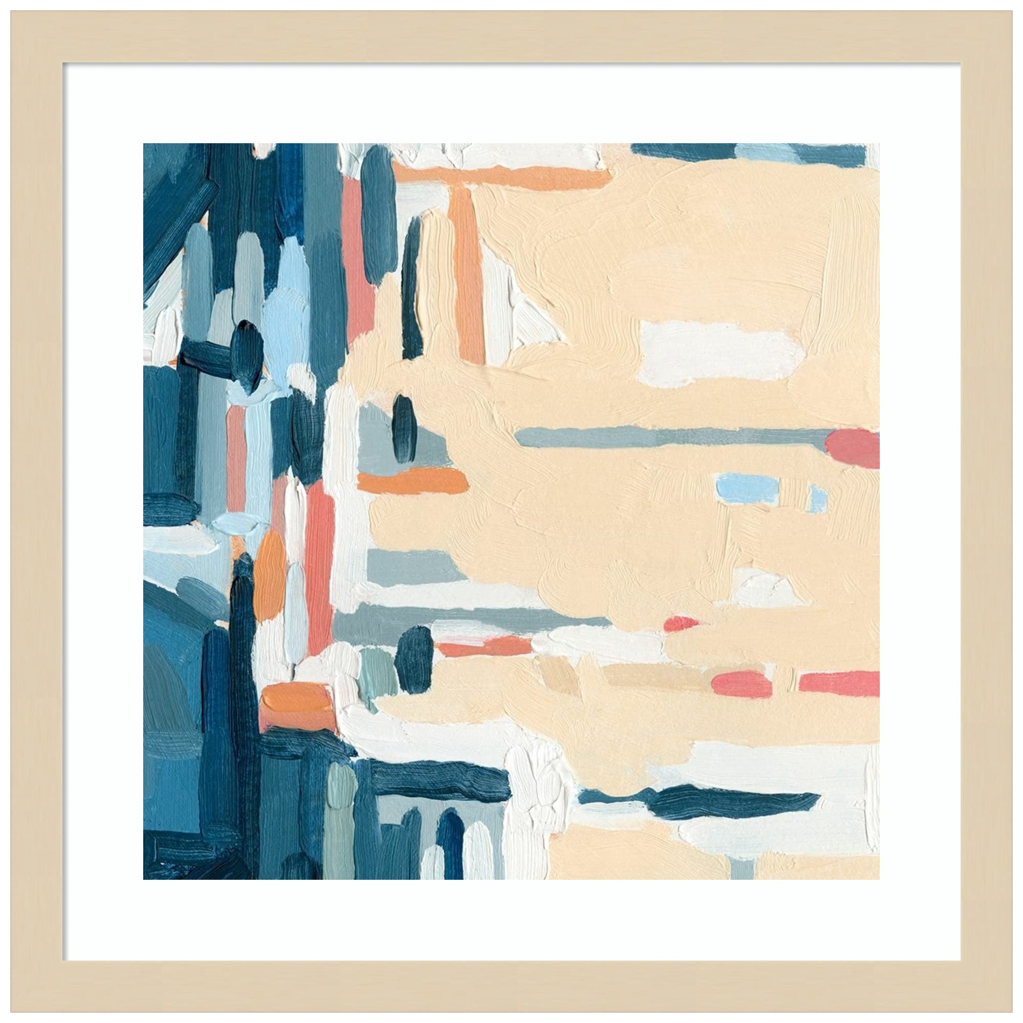 Emma Caroline Summer Abstraction IV Wood Framed Wall Art Print - 17x17 Inches, Svelte Natural Frame - Perfect for Living Room, Bedroom & Office Decor