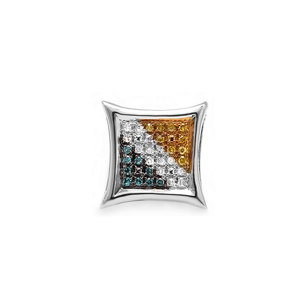 0.08ctw Round Blue White Yellow Diamond Kite Stud Earrings - Dazzlingrock Collection - Micro Pave Setting - Perfect for Weddings, Parties & Special Occasions
