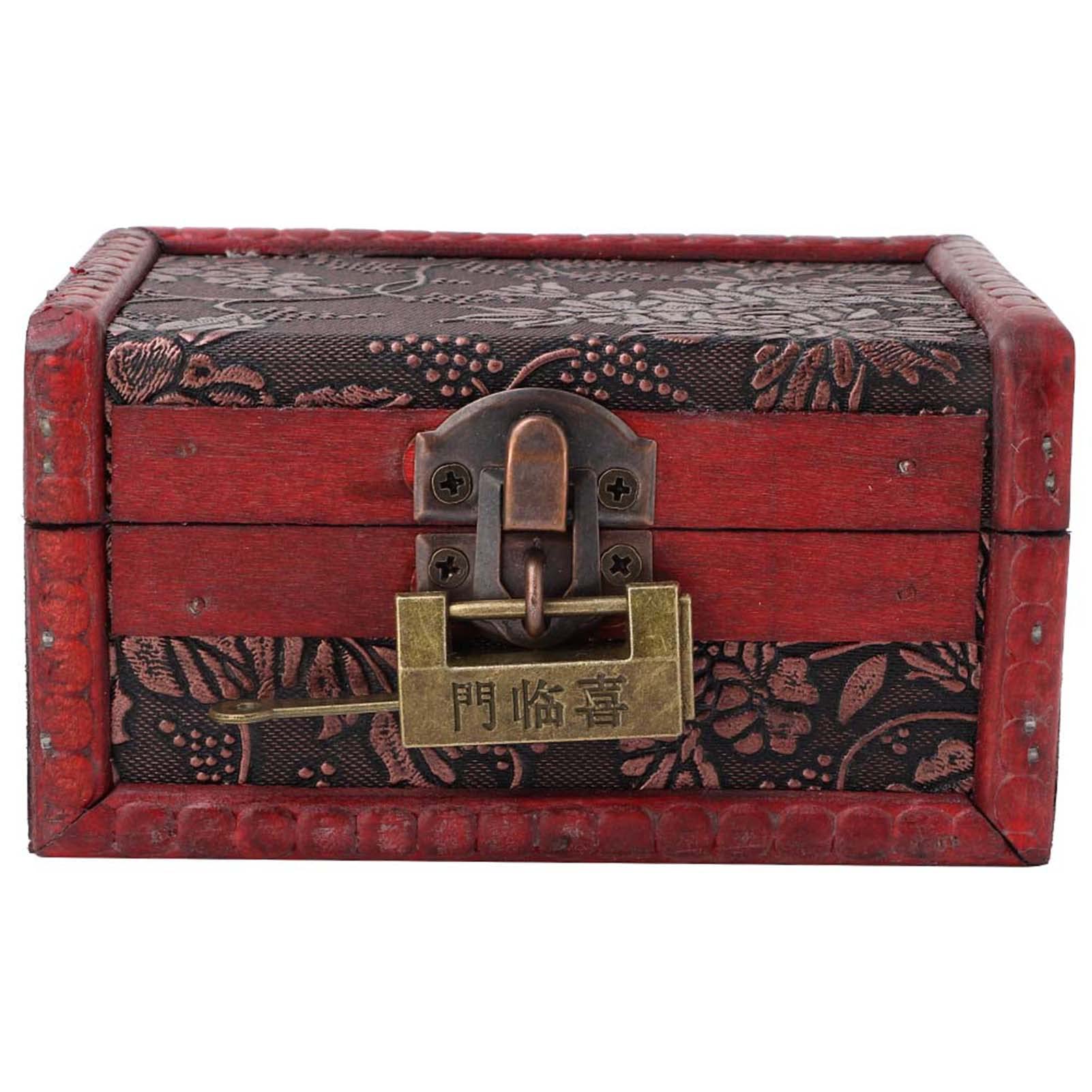 Vintage Wooden European Style Jewelry Storage Box with Lock - Antique Trinket Organizer for Rings, Necklaces & Earrings - Perfect for Home Decor, Gift Giving and Craft Storage