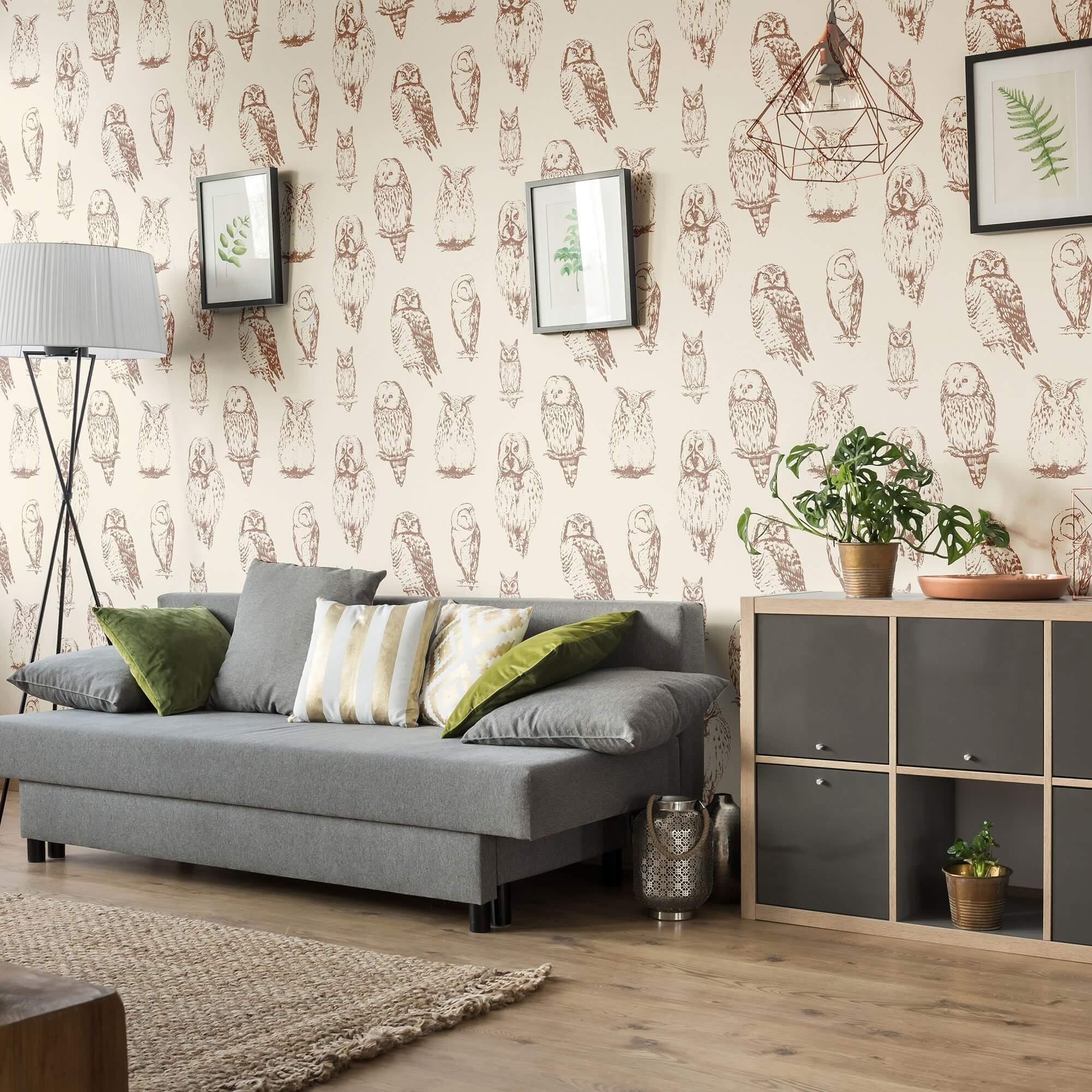 Brown and Tan Bird Animal Peel and Stick Removable Wallpaper - Self-Adhesive Decorative Wall Covering for Nursery, Bedroom, Living Room Decor