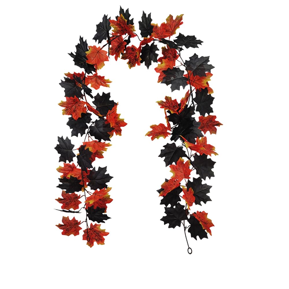 GARVEE 2-Pack 5.7Ft Artificial Maple Leaf Garland with Hooks - Red Fall Vines for Halloween, Thanksgiving, Christmas Door & Fireplace Decor - Perfect for Home, Party & Seasonal Decorations