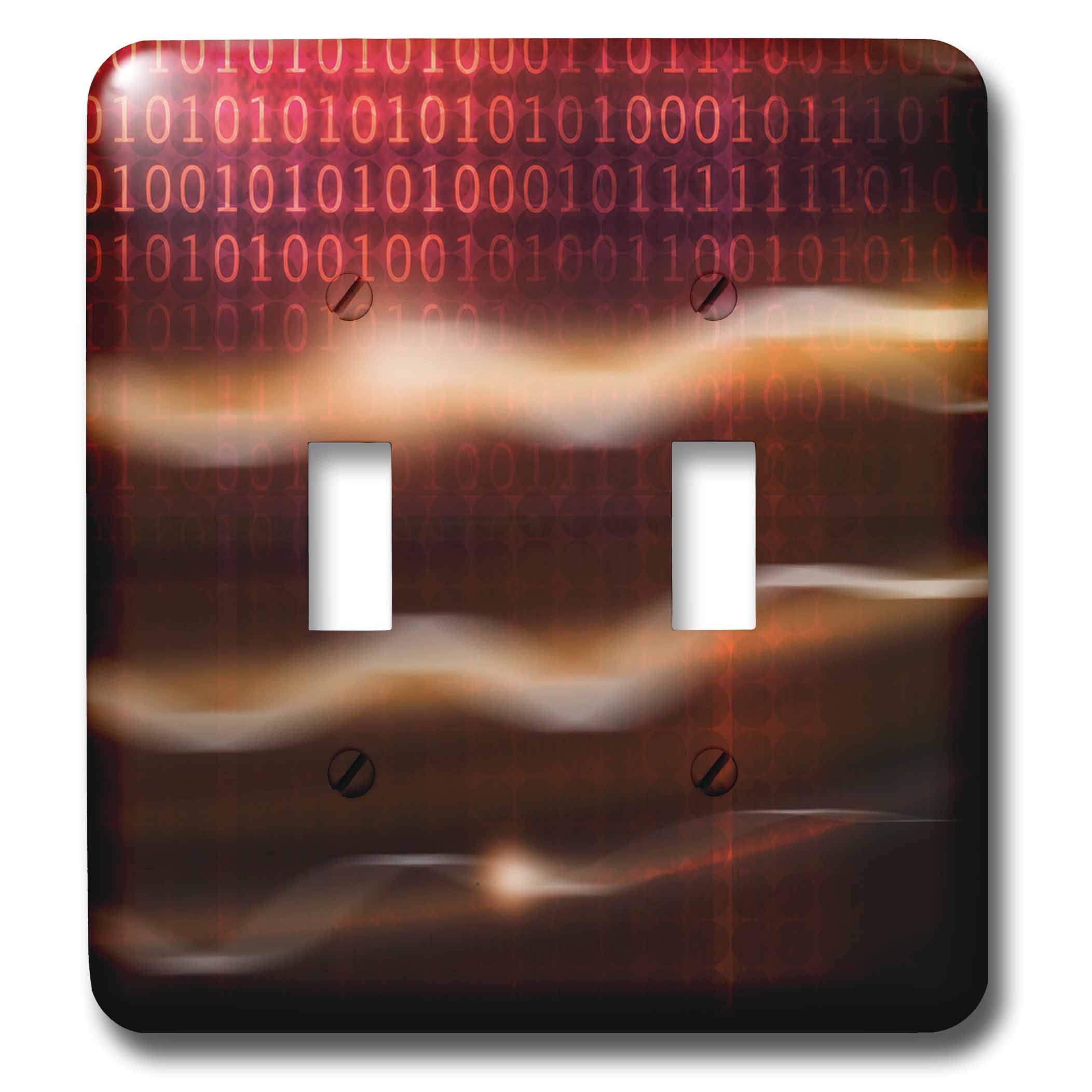 3dRose Cyberspace 0101010 Binary Code Double Toggle Switch - Cool Tech Wall Art for Computer Rooms & Gaming Setups