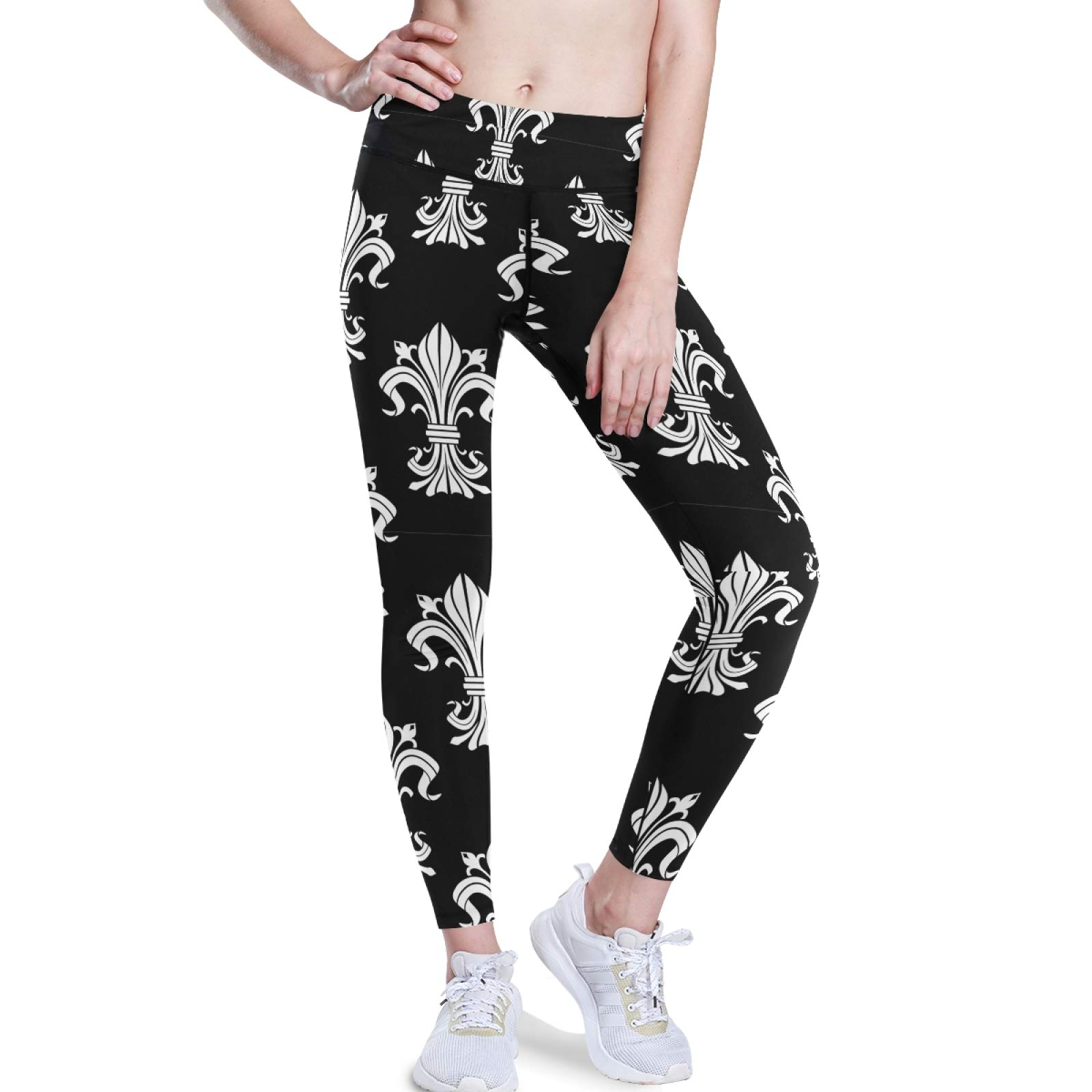 Victorian Fleur De Lis Yoga Pants - High Waist Tummy Control Leggings with Pockets for Workout & Running