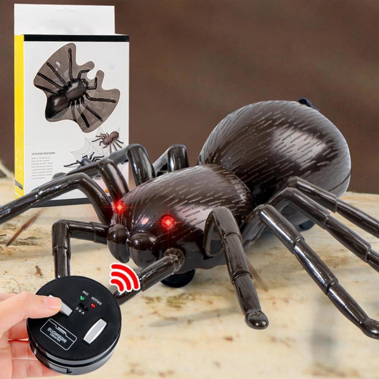 Realistic Remote Control Spider Toy with Glowing LED Lights - Halloween Prank Toy for Kids, Moving Legs & Scary Effects - Perfect for Halloween Parties, Pranks, Jokes & Scary Decorations (1pc)