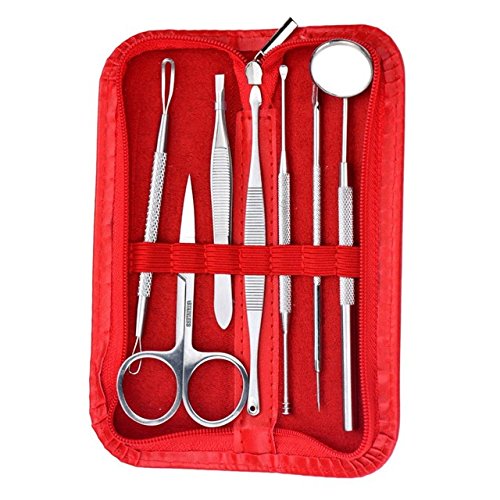 7-Piece Stainless Steel Blackhead & Pimple Extractor Tool Set - Acne Blemish Remover for Face & Nose - Professional Comedone Extraction Kit for Skincare & Spa Use