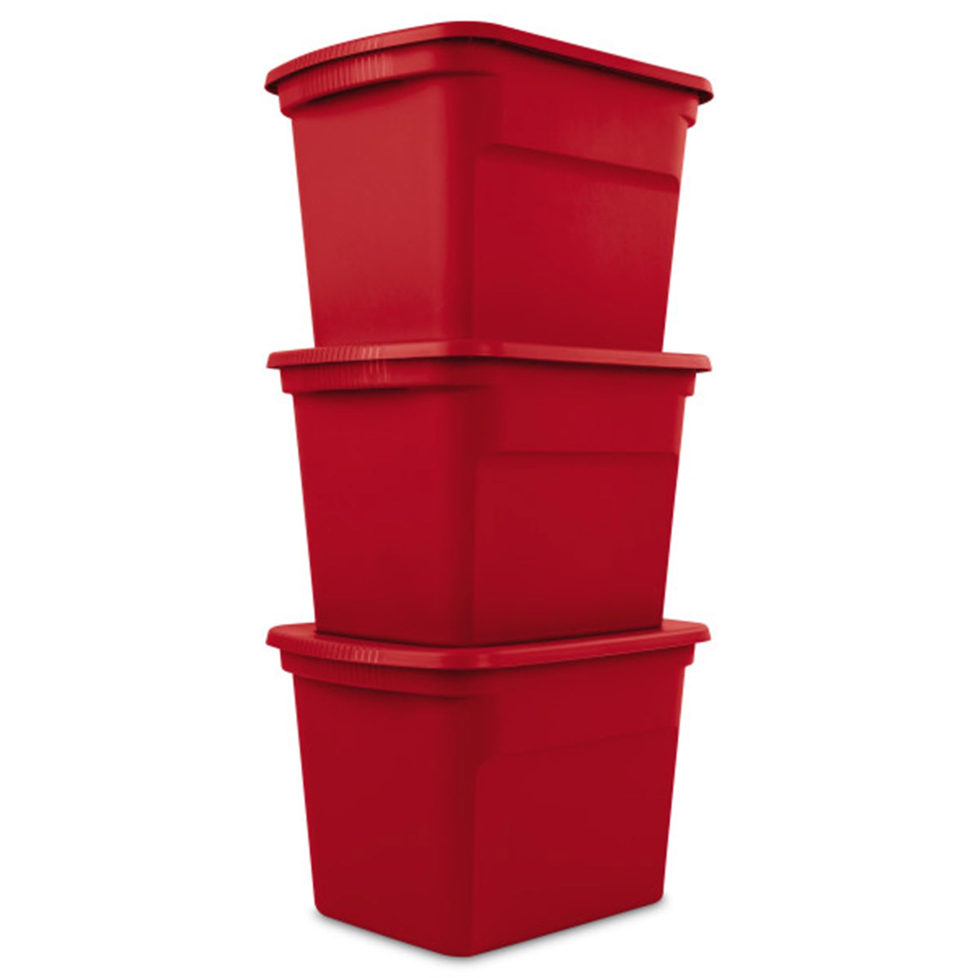 Sterilite 18 Gallon Stackable Storage Tote Bins with Lids (16 Pack) - Red Plastic Containers for Home Organization, Seasonal Decor, Toys & Garage Storage - Perfect for Closet, Basement & Holiday Decorations
