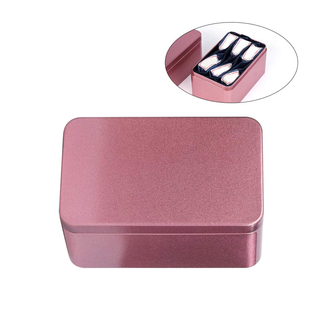 NUOBESTY Airtight Rectangular Metal Tin Box with Lid - Portable Storage Container for Tea, Candy, Cookies & Spices - Perfect for Kitchen, Pantry, Travel & Gift Packaging (Red)