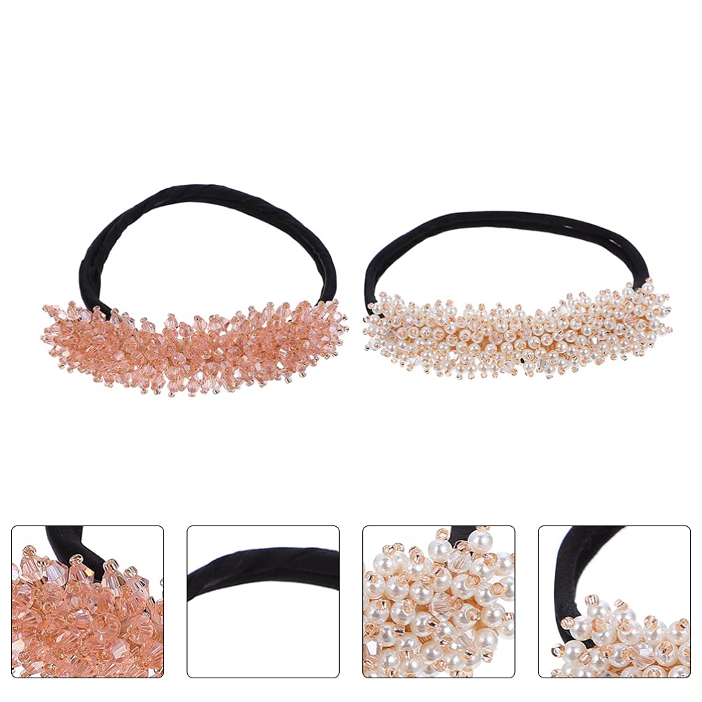 Beaupretty 2-Pack Crystal Beaded Hair Pins - Hair Bun Maker & Sponge Holder for Updos, Ponytails, DIY Styling - Perfect for Weddings, Prom, Parties & Everyday Hairstyles