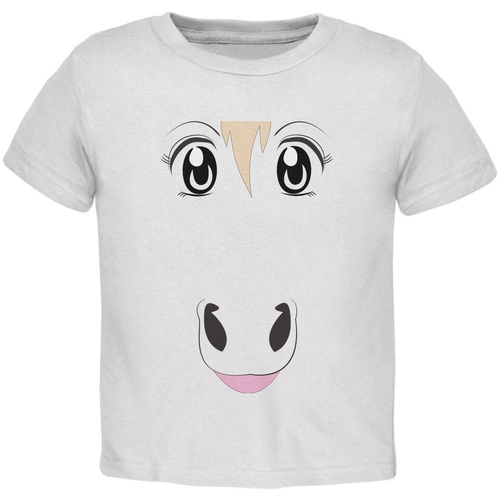 Anime Horse Face Uma White Toddler T-Shirt - Cute Cartoon Animal Print Cotton Tee for Kids - Perfect for Cosplay, Birthday Gifts & Anime Themed Parties