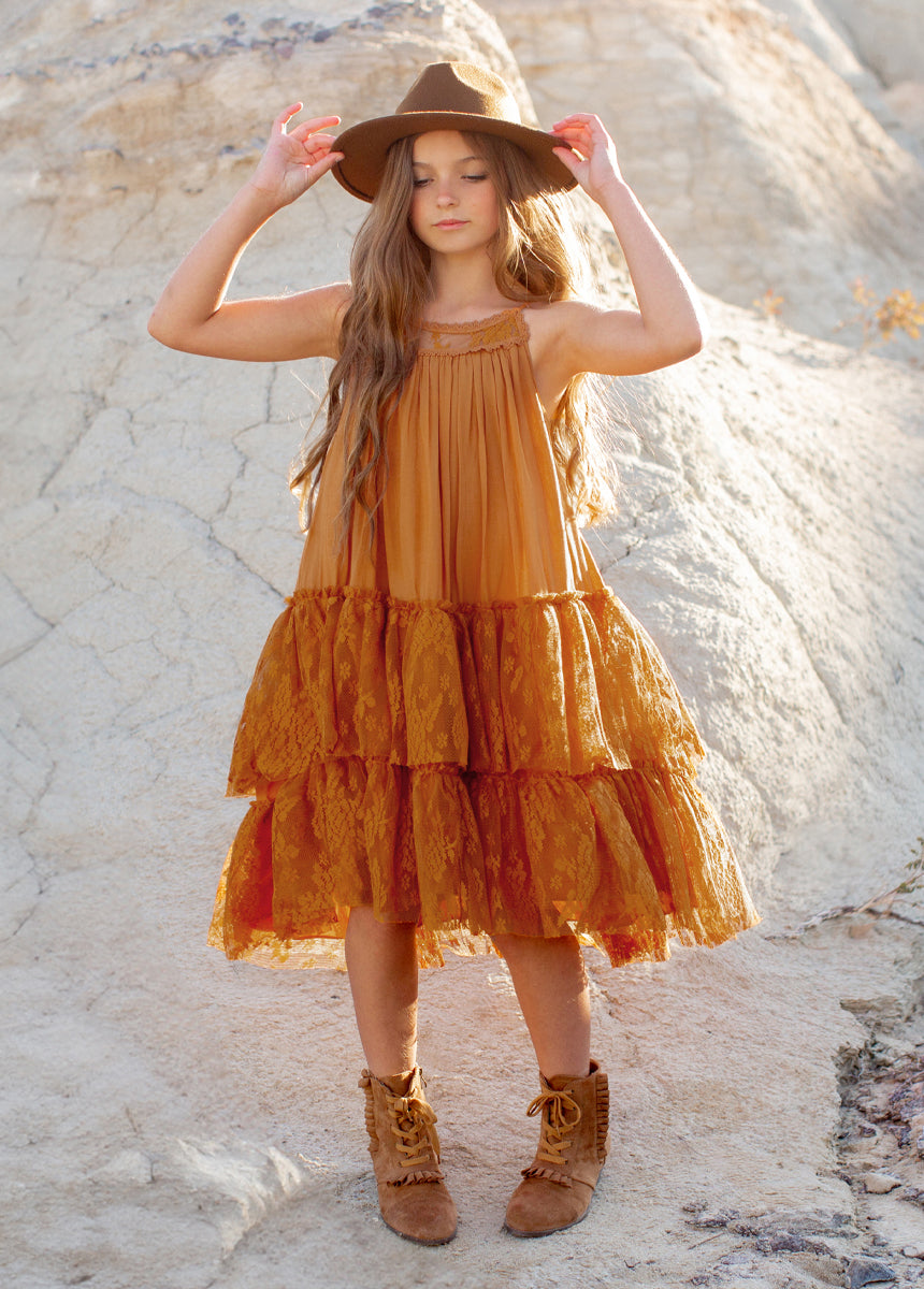Elegant Catrina Dress in Marigold - Mexican Day of the Dead Inspired Floral Maxi Dress for Women | Perfect for Halloween, Dia de los Muertos Celebrations & Festive Occasions