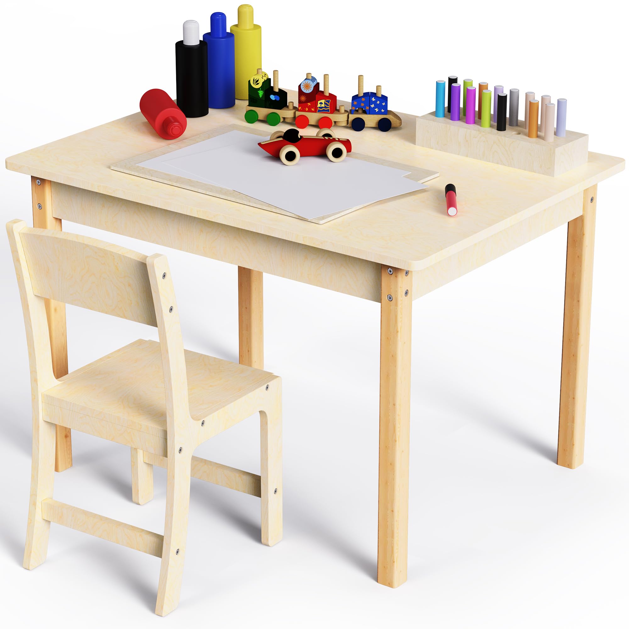 Kids Table and Chair Set - Adjustable Toddler Desk & Chair for Learning, Drawing & Play - Perfect for Preschool, Homeschool & Playroom Activities