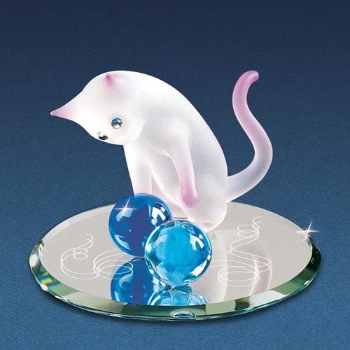 Glass Baron Curious Cat Figurine - Handcrafted Glass Cat Statue for Home Decor, Gift & Collectible | Perfect for Bookshelf, Office Desk & Cat Lover Gifts