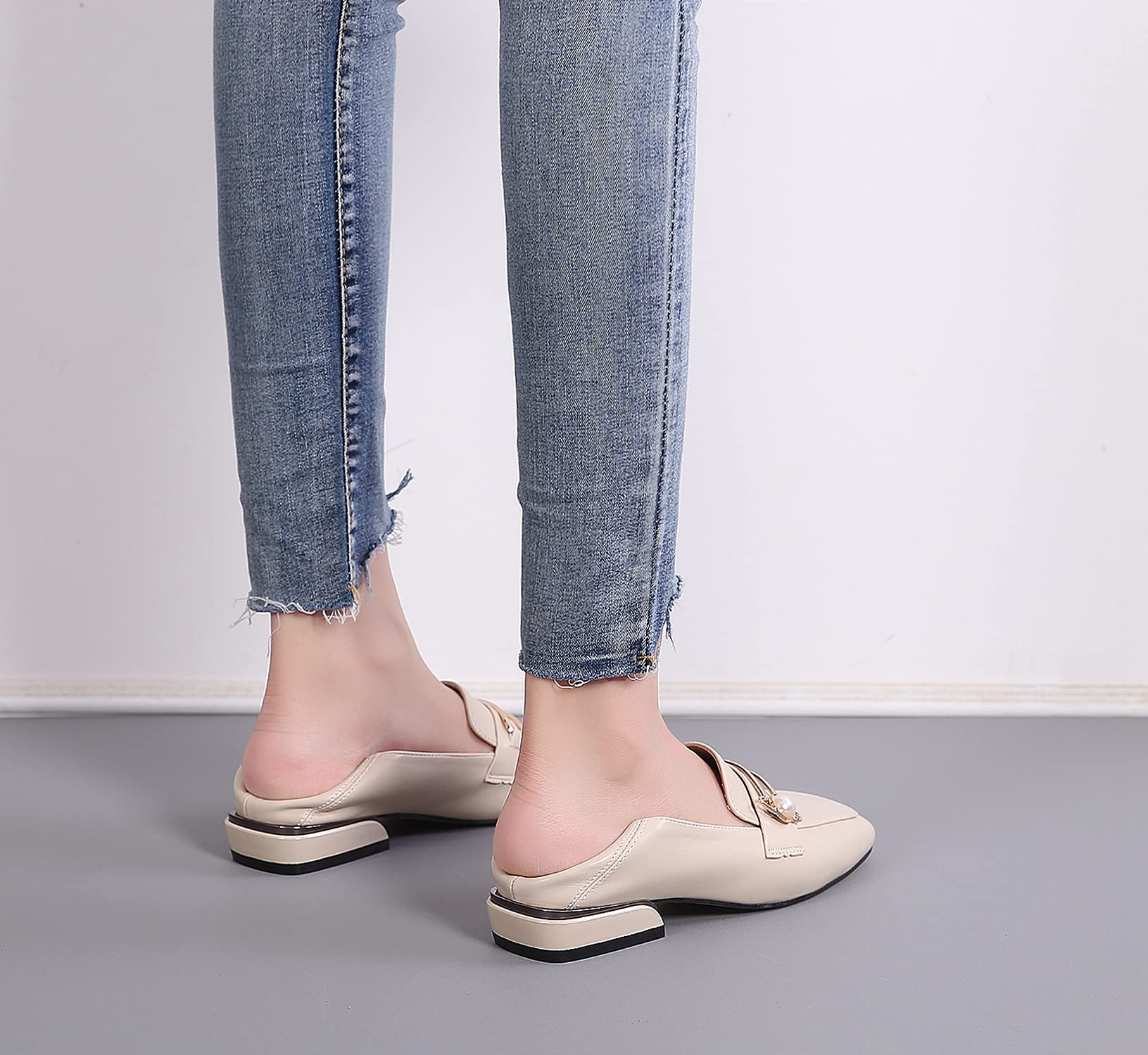 Mininshion Women's Penny Loafers Casual Heel Flats - Comfortable Slip-On Shoes for Work & Travel, Beige US 5.5 | Perfect for Office, Walking & Everyday Wear