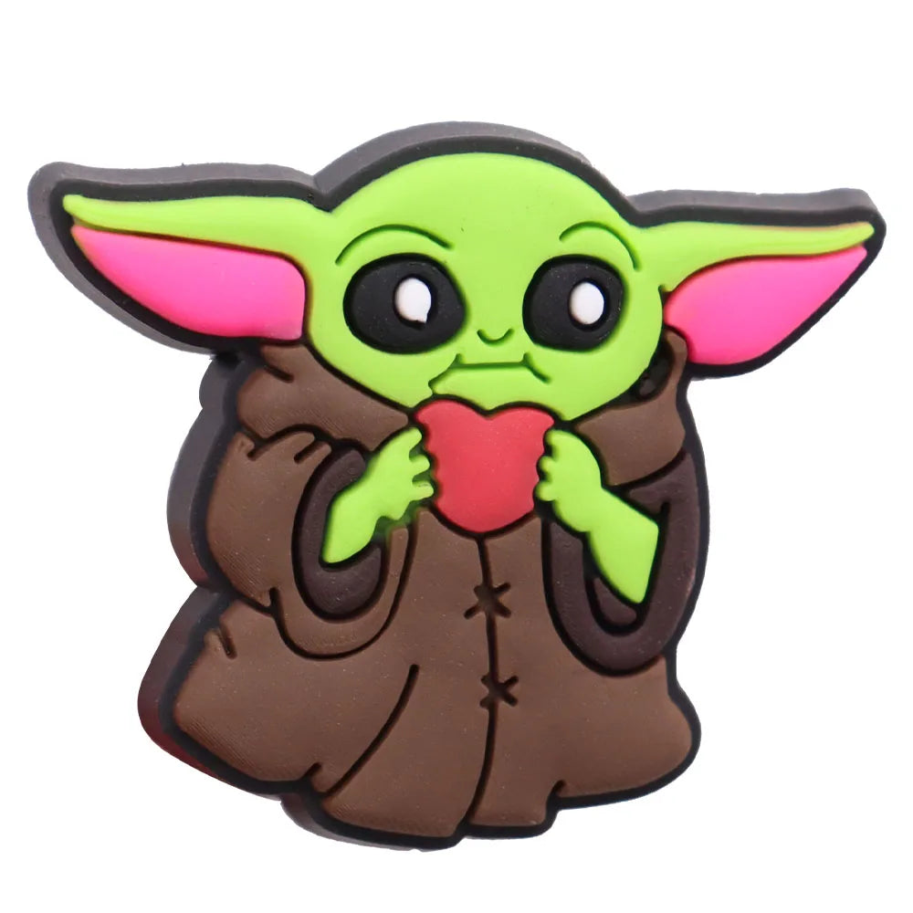 22Pcs Baby Yoda Shoe Charms - Cute Green Alien PVC Sandal Accessories for Boys & Girls - Perfect for Garden Parties, Cosplay & Gifts