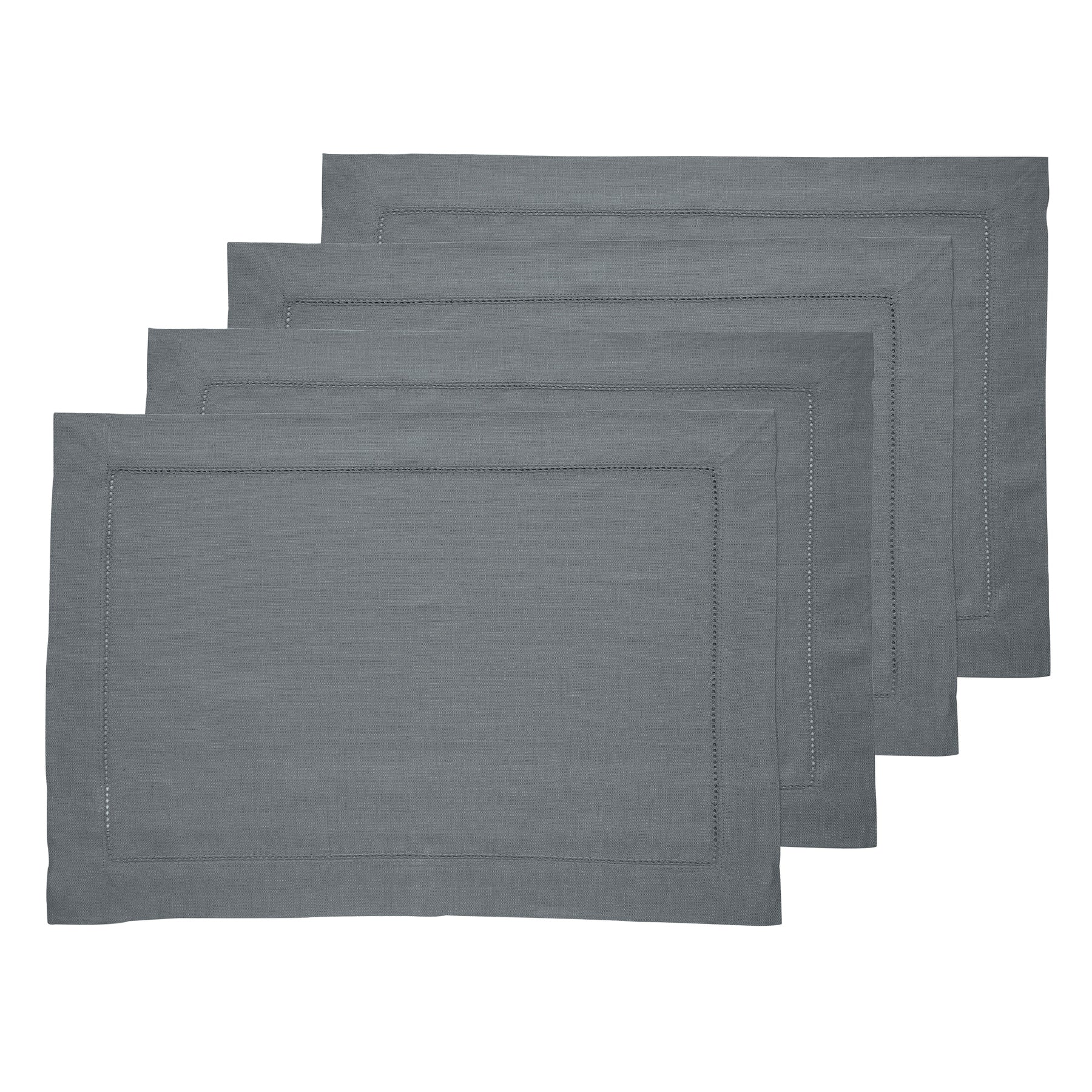 Elegant Classic Hemstitch Placemats Set of 4 - Premium Linen Table Mats for Dining Room Decor - Perfect for Thanksgiving, Christmas Dinner & Formal Entertaining