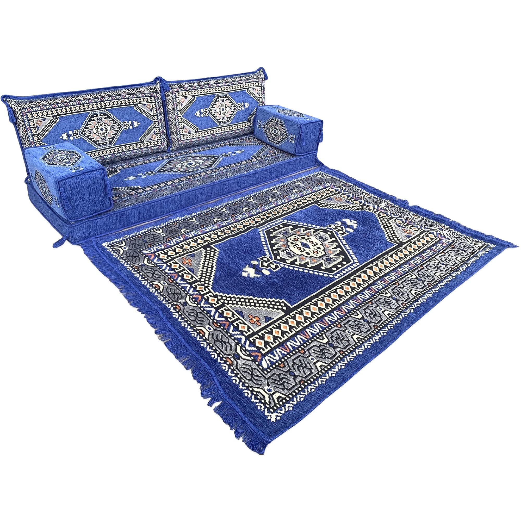 Modular Sectional Sofa Set - Moroccan Style Arabic Majlis Loveseat with Bench Cushions & Pallet Cushions | Arabic Living Room Furniture for Home Decor | Perfect for Lounge, Family Gatherings & Cultural Events