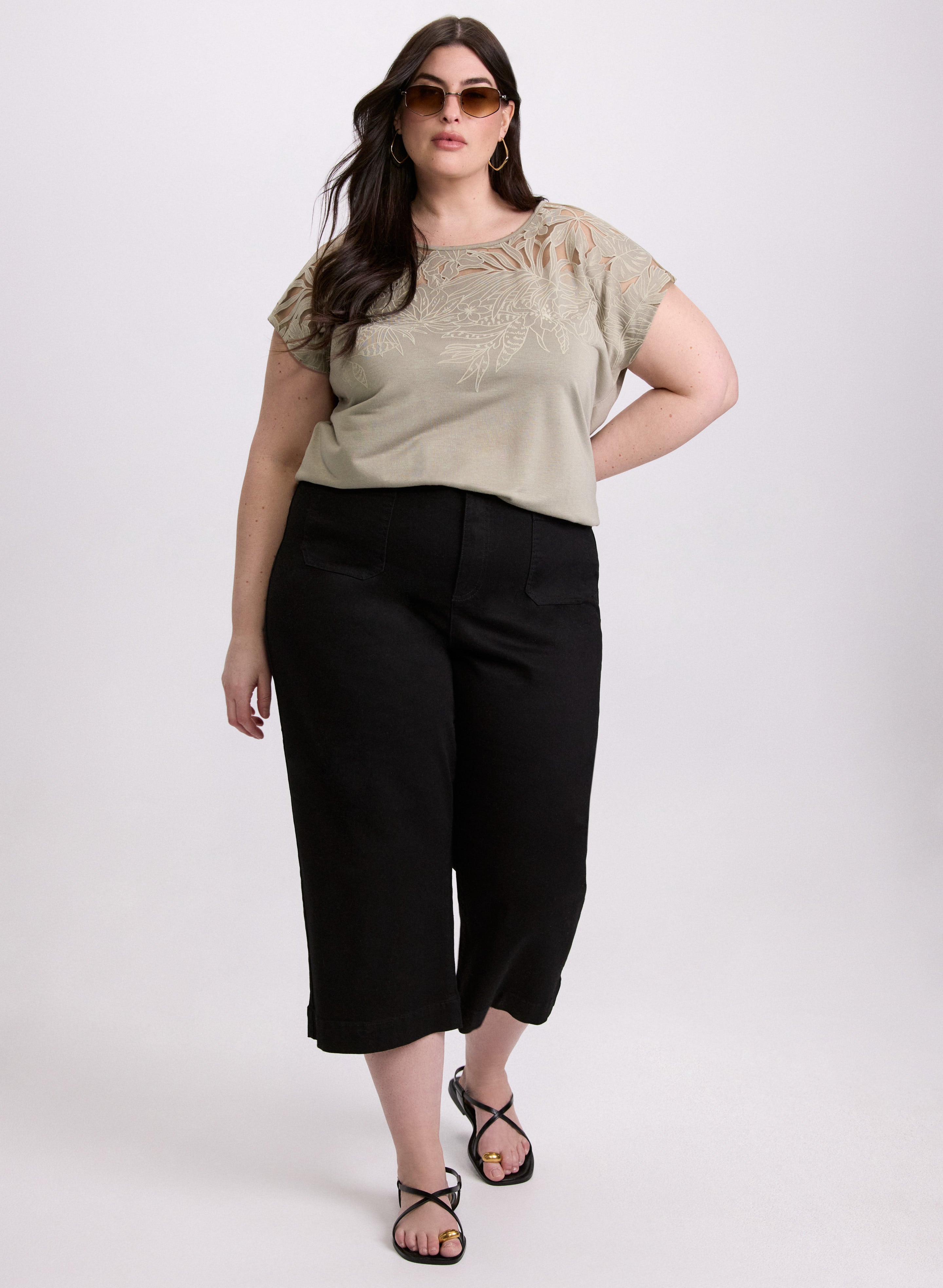 Stylish Cropped Wide Leg Jeans for Women - High Waist Distressed Denim Pants - Perfect for Casual Outfits & Summer Fashion