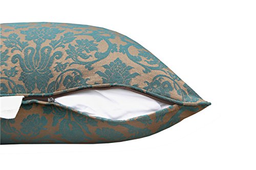 BOSSIMA Indoor Outdoor Deep Seat Chair Cushion Set - Spring Summer Seasonal Replacement Cushions in Blue Brown Damask Pattern - Perfect for Patio, Deck, Garden, and Living Room Furniture