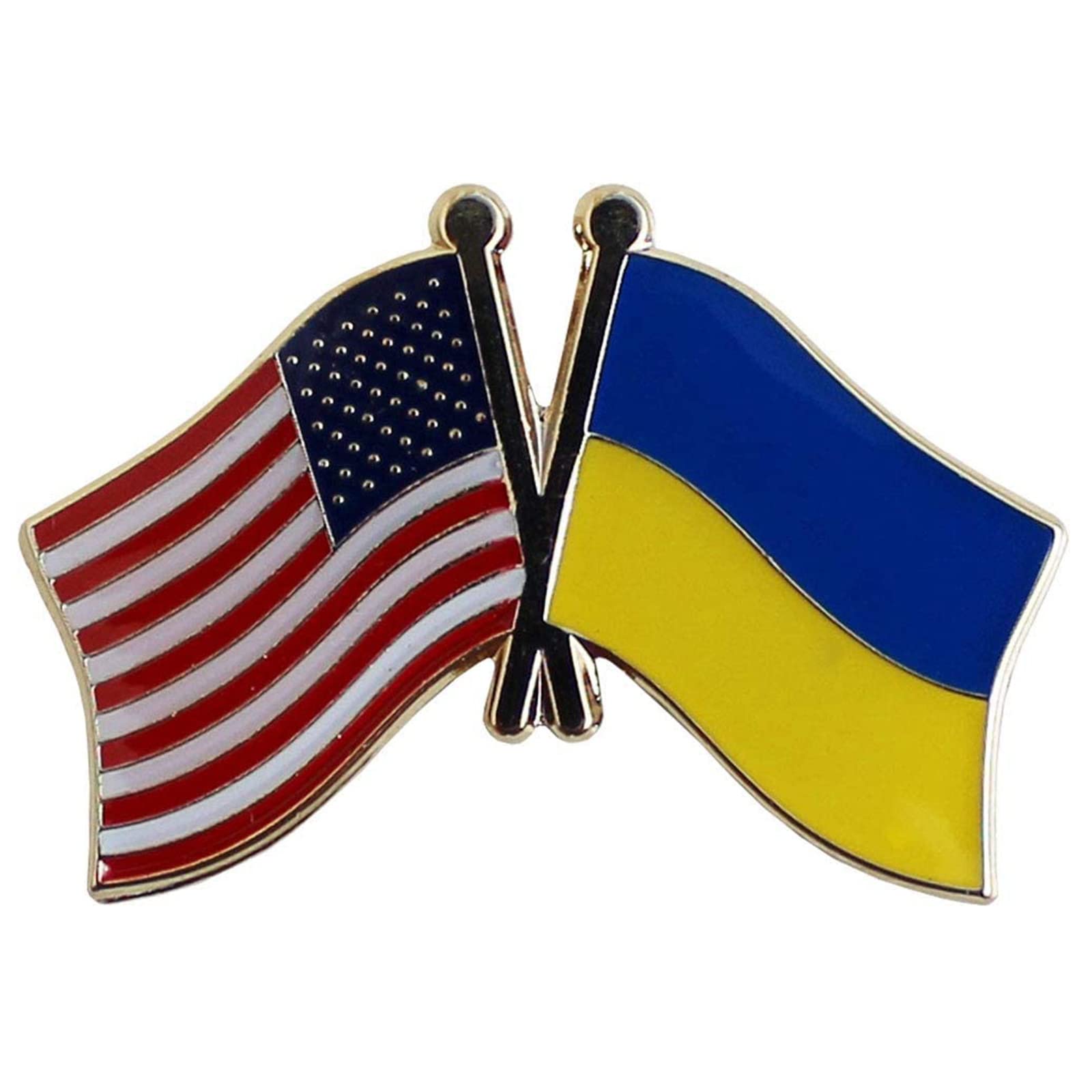 Ukrainian Flag Pin & USA Flag Friendship Lapel Pin Set (3pcs) - Bulk Ukrainian Lapel Pins, I Stand With Ukraine Button Badge - Perfect for Political Support, Patriotic Events & International Friendship Gifts
