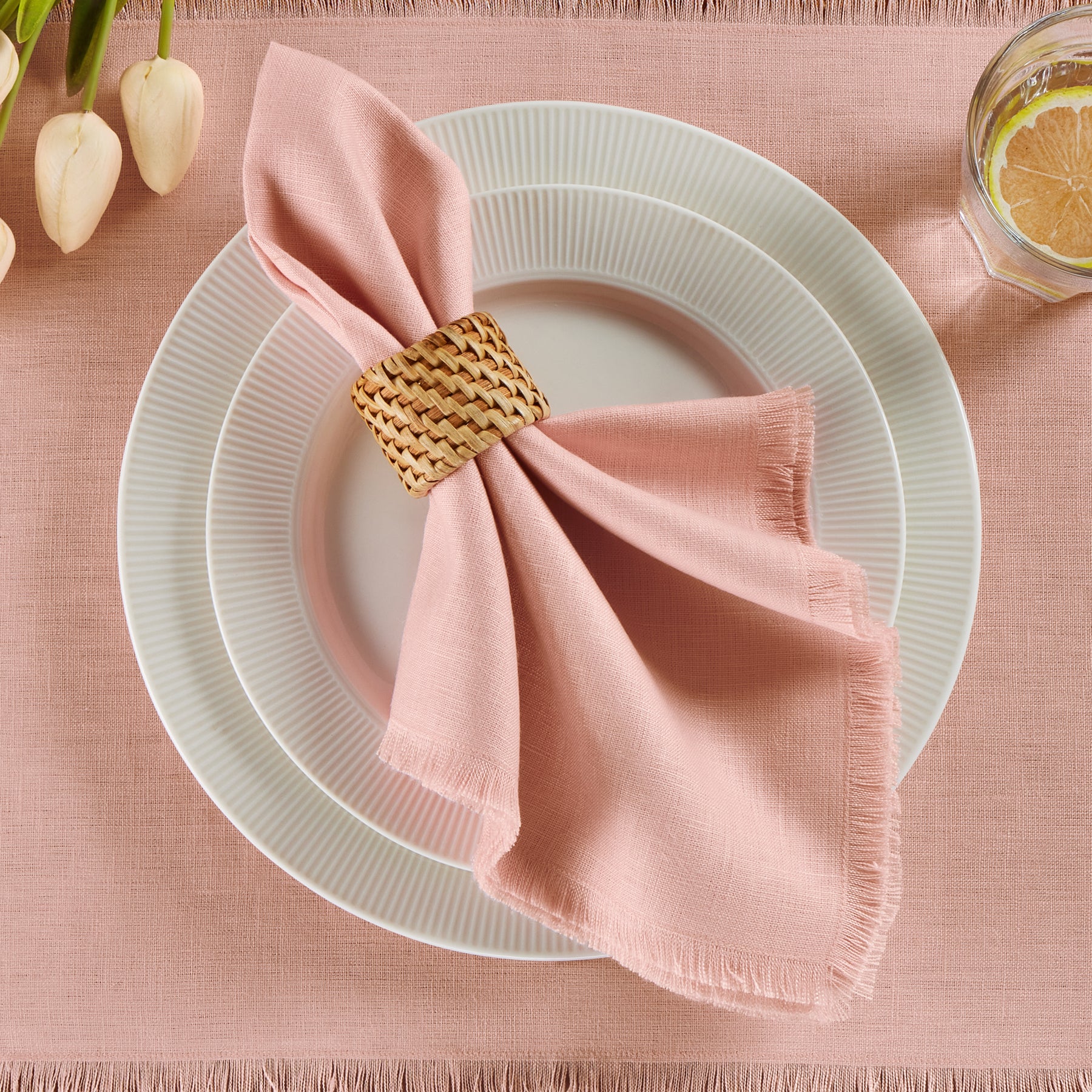 Elegant Fringe Napkins Set of 4 - Premium Cotton Decorative Table Linens for Dinner Parties, Weddings & Home Decor
