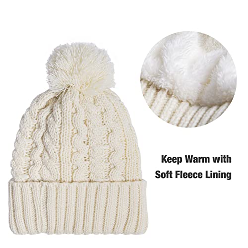 Cozy Fleece Lined Cable Knit Beanie Hat, Scarf & Gloves Set for Women & Men - Winter Warm Accessories for Skiing, Snowboarding & Outdoor Activities