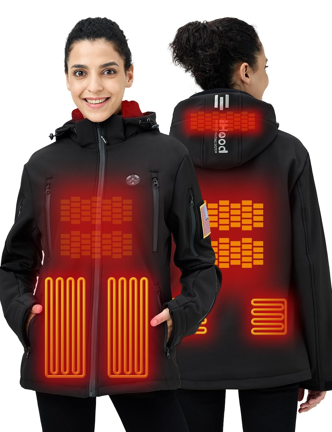 iHood Women's Heated Jacket with 12V Battery Pack - Waterproof Winter Coat for Outdoor Activities - Perfect for Skiing, Hiking & Cold Weather Commutes